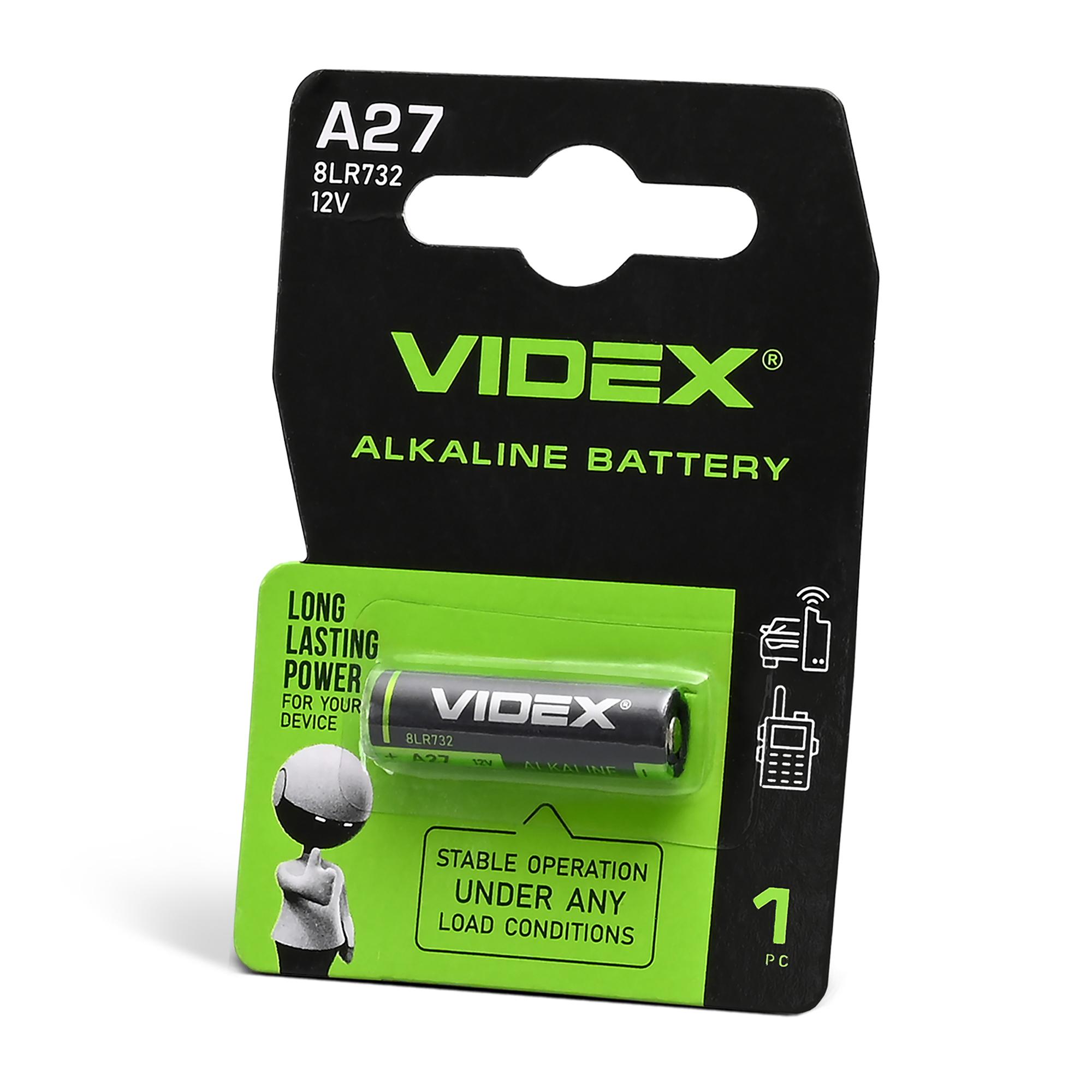 Батарейка лужна Videx А27 1шт BLISTER CARD — фото 1 з 2
