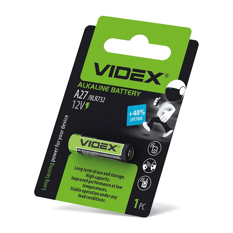 Батарейка лужна Videx А27 1шт BLISTER CARD — фото 2 з 2