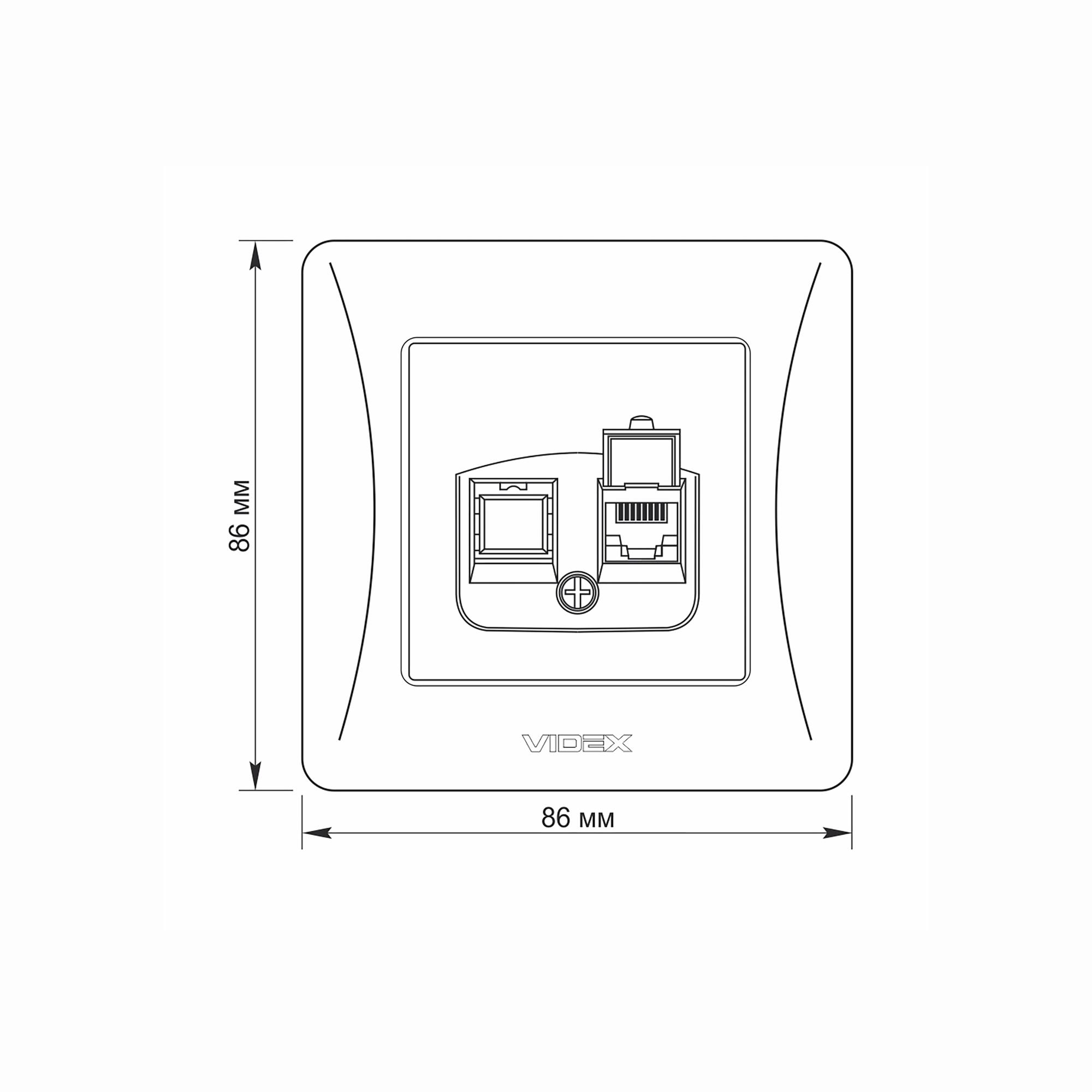 Розетка CAT6 одинарна комп'ютерна біла VIDEX BINERA — фото 5 з 6