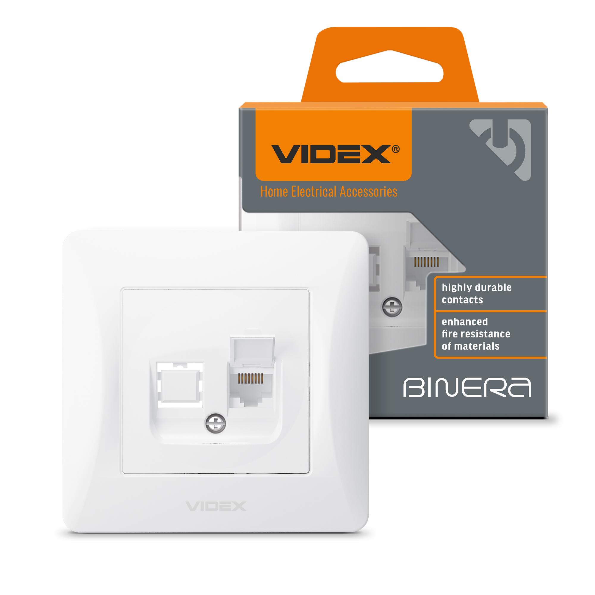 Розетка CAT6 одинарна комп'ютерна біла VIDEX BINERA — фото 1 з 6