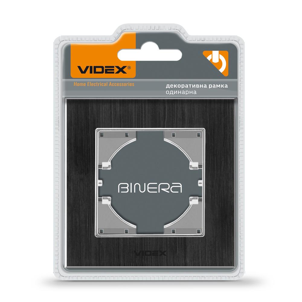 Рамка чорний алюміній одинарна горизонтальна VIDEX BINERA — фото 1 з 3