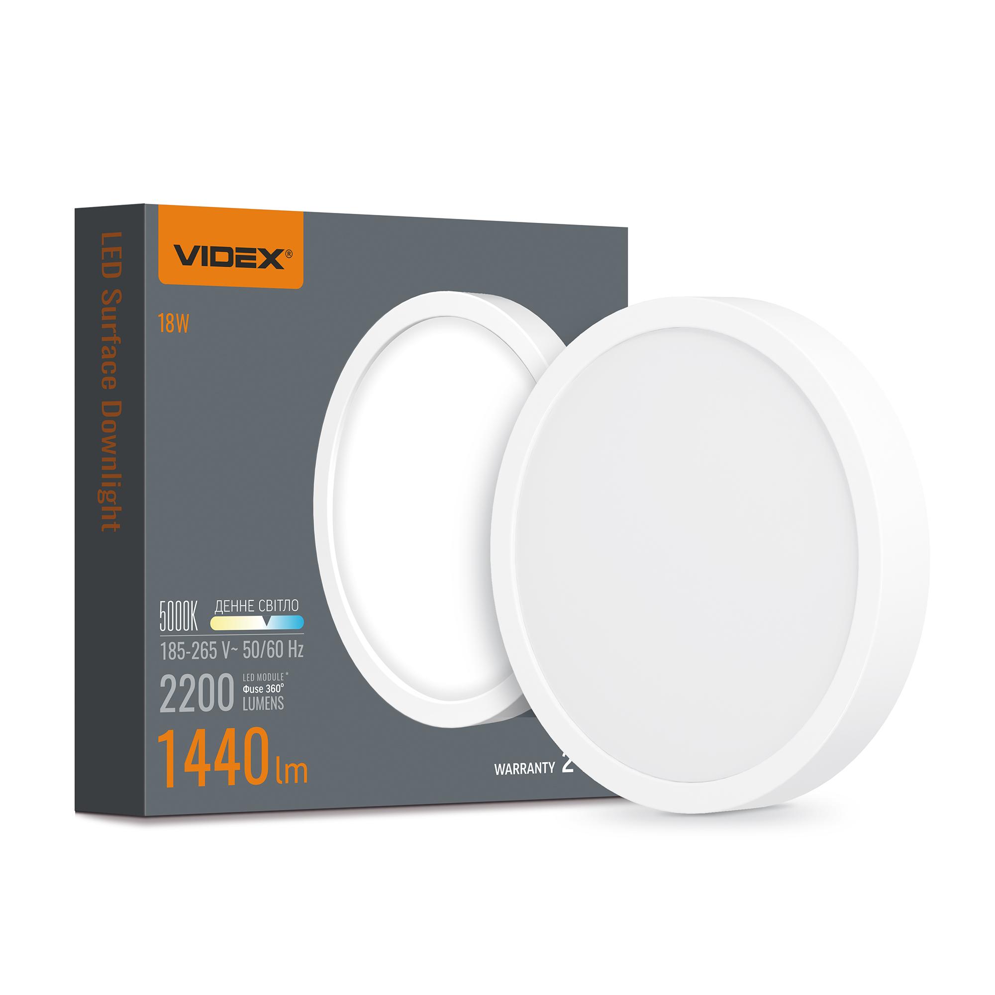 LED Світильник круглий накладний VIDEX 18W 5000K White