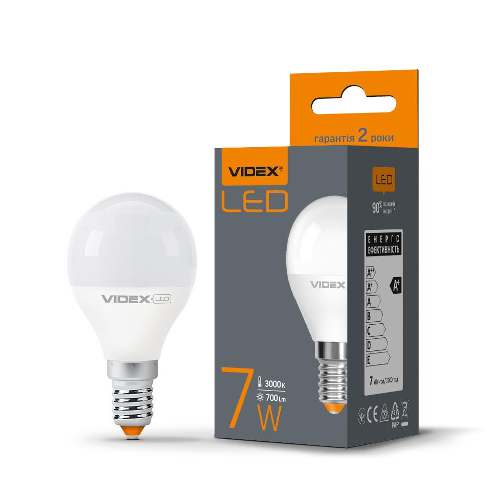 LED лампа VIDEX G45e 7W E14 3000K — фото 1 з 3