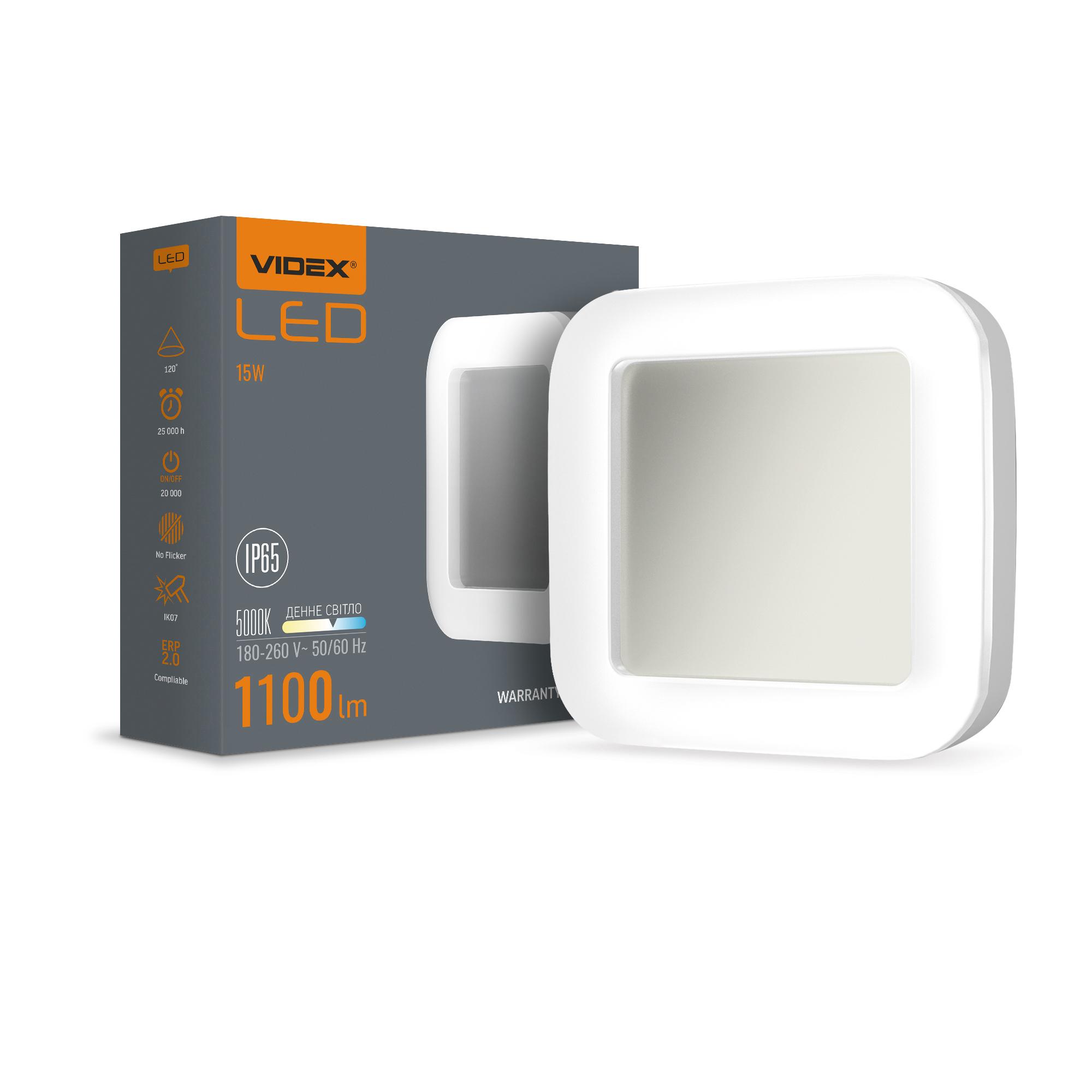 LED світильник ART IP65 квадратний VIDEX 15W 5000K