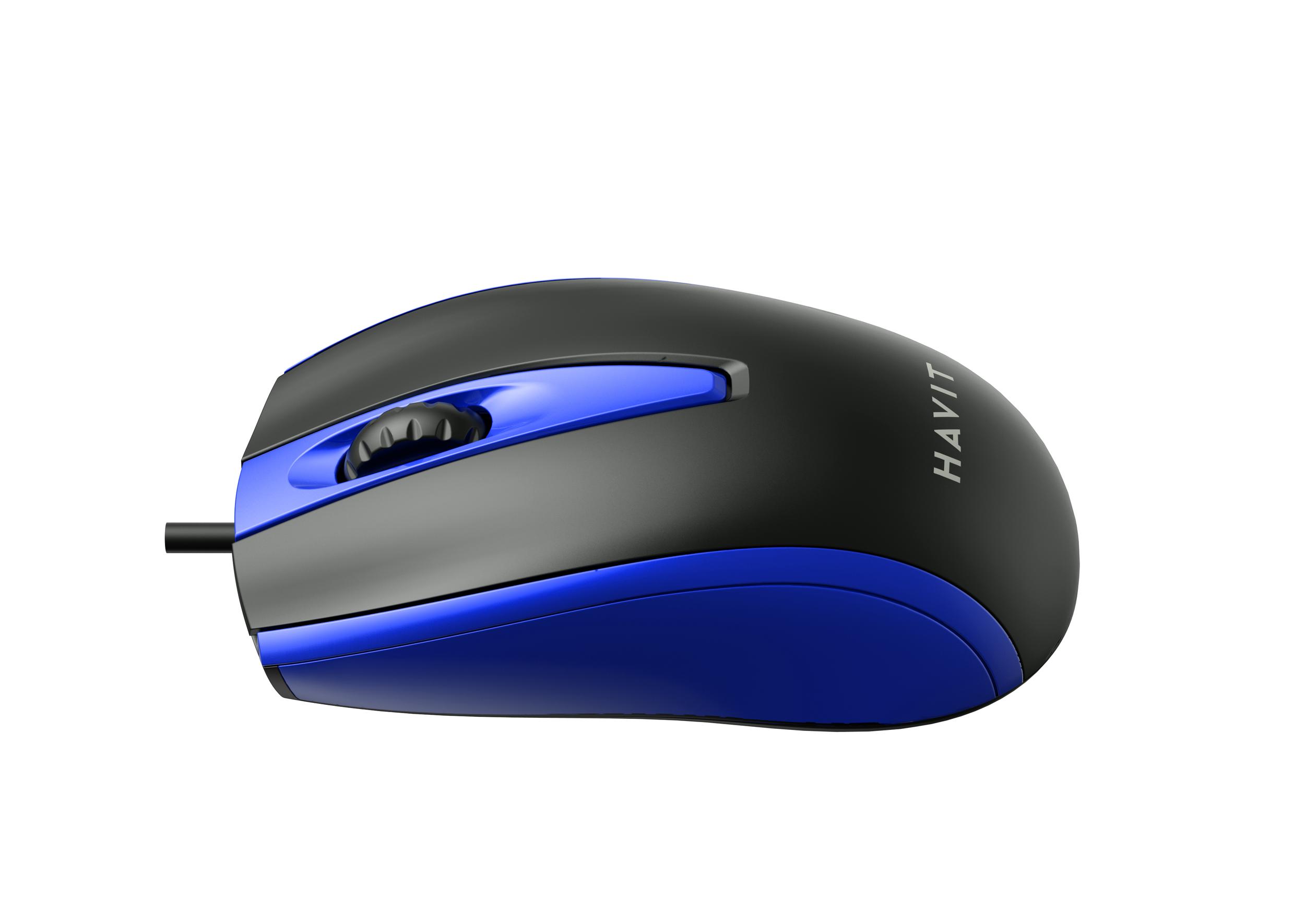Дротова миша HAVIT HV-MS871 USB Blue (1200 DPI, 3 кл) — фото 3 з 4