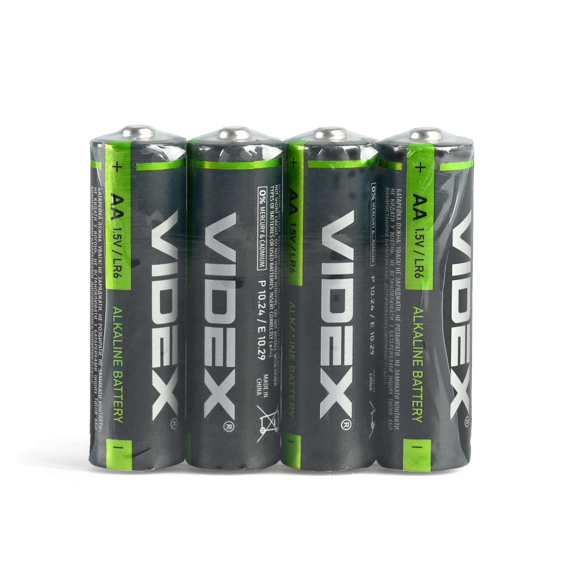 Батарейка лужна Videx LR6/AA 4шт SHRINK — фото 2 з 3