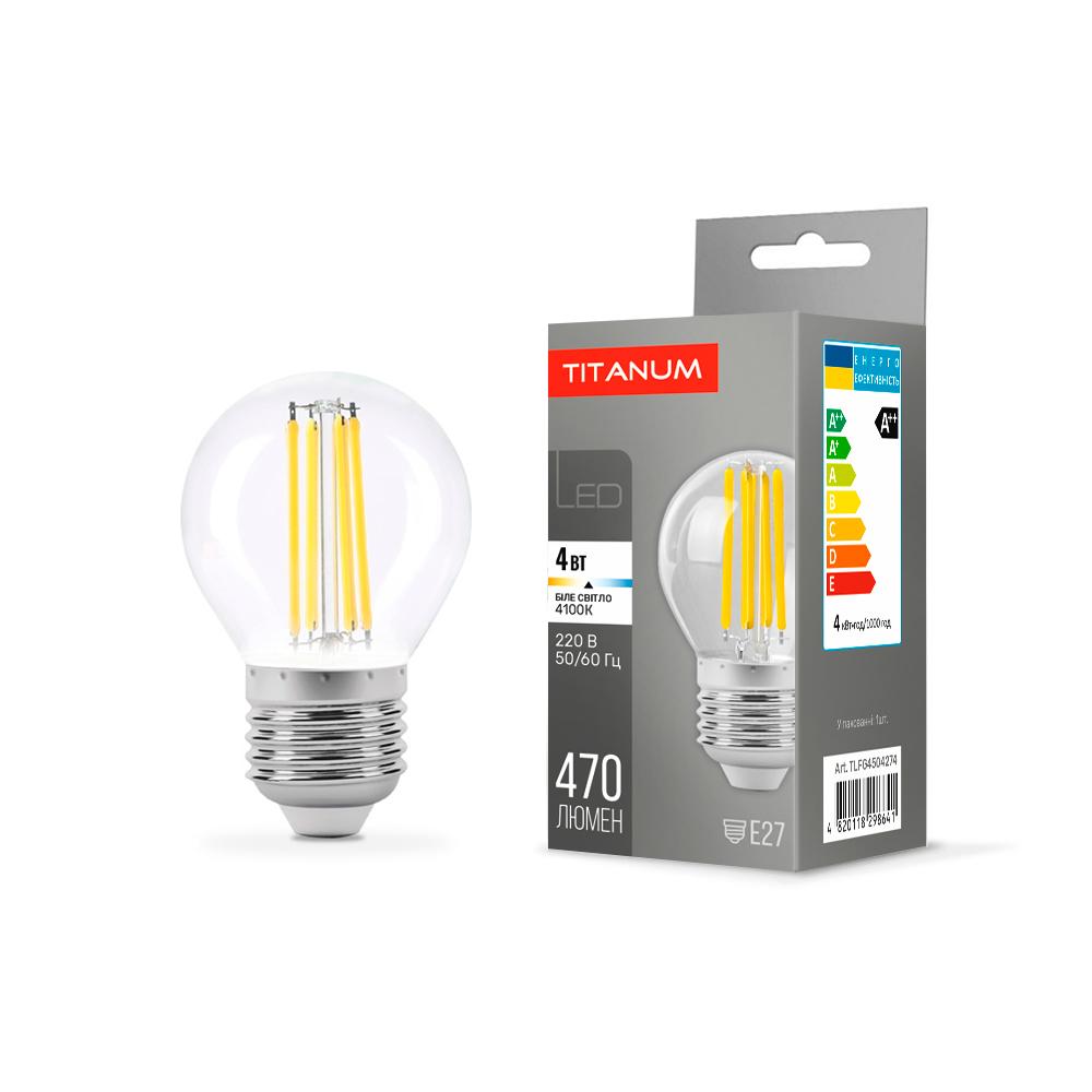 LED лампа TITANUM Filament G45 4W E27 4100K — фото 1 з 3