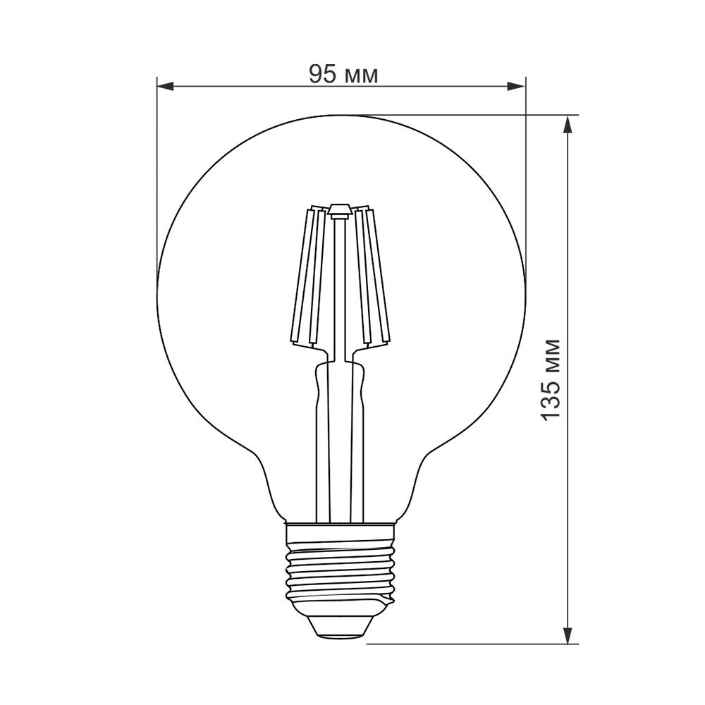 LED лампа TITANUM  Filament G95 6W E27 2200K бронза — фото 3 з 3