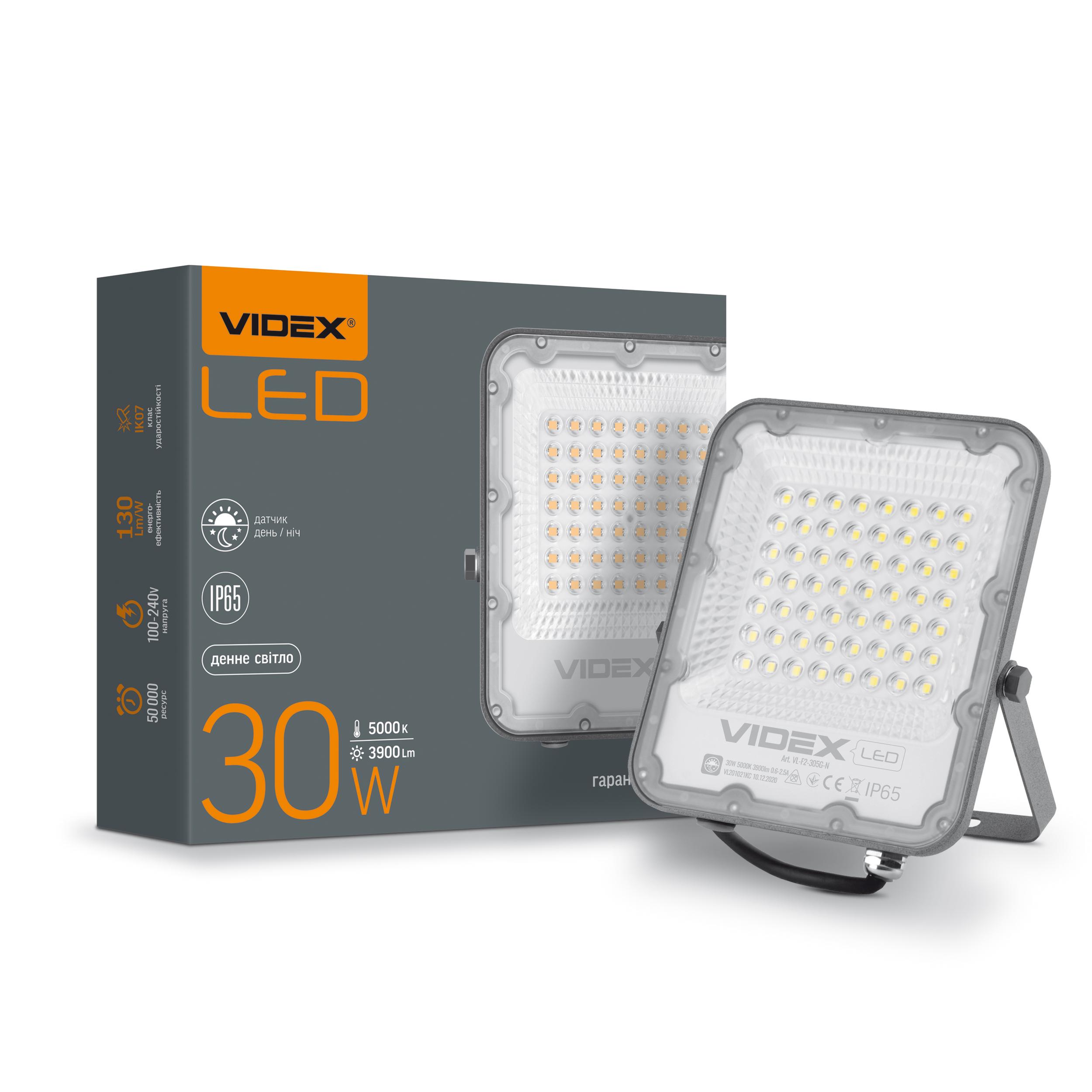 LED прожектор VIDEX PREMIUM F2 30W 5000K День-ніч — фото 1 з 3
