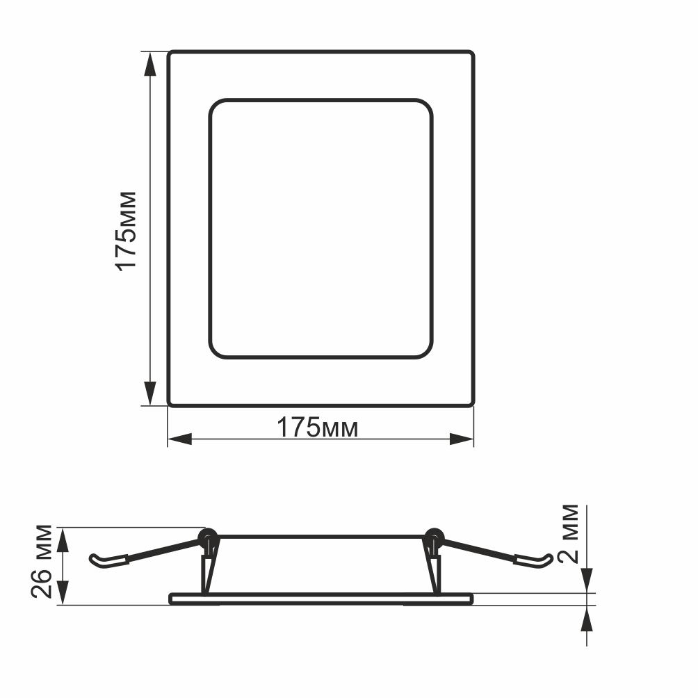 LED світильник Back вбудований квадрат VIDEX 16W 5000K — фото 5 з 5