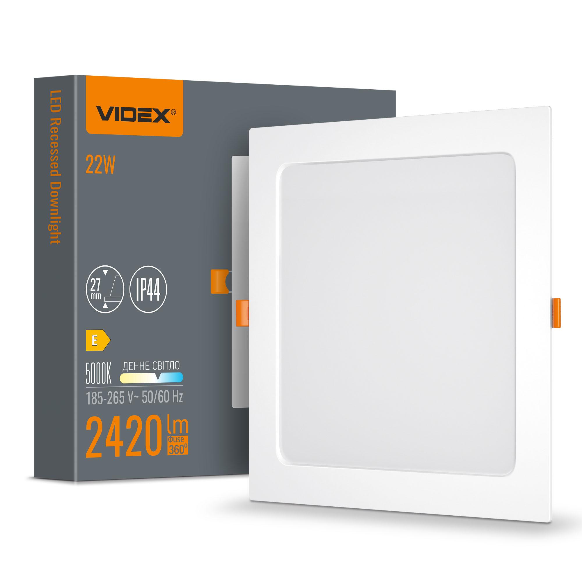 LED світильник Back вбудований квадрат VIDEX 22W 5000K — фото 1 з 5