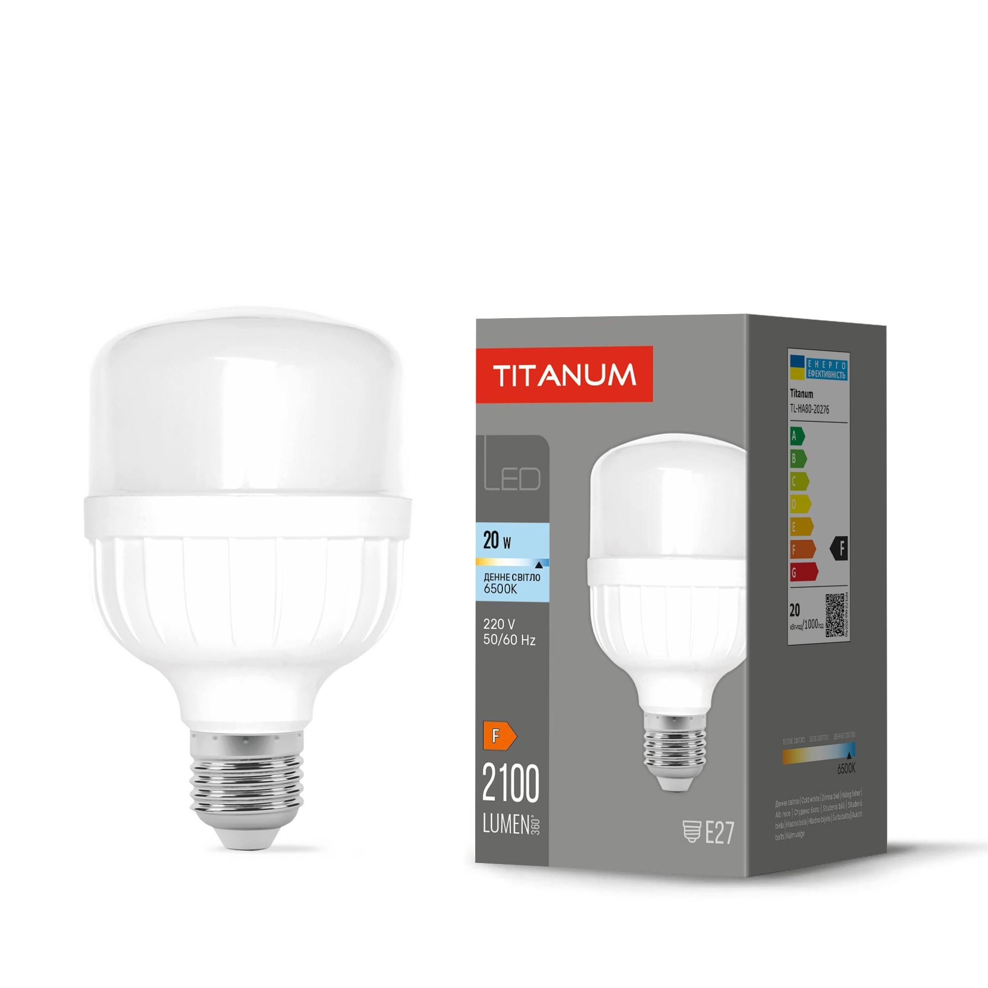 LED лампа TITANUM A80 20W E27 6500К
