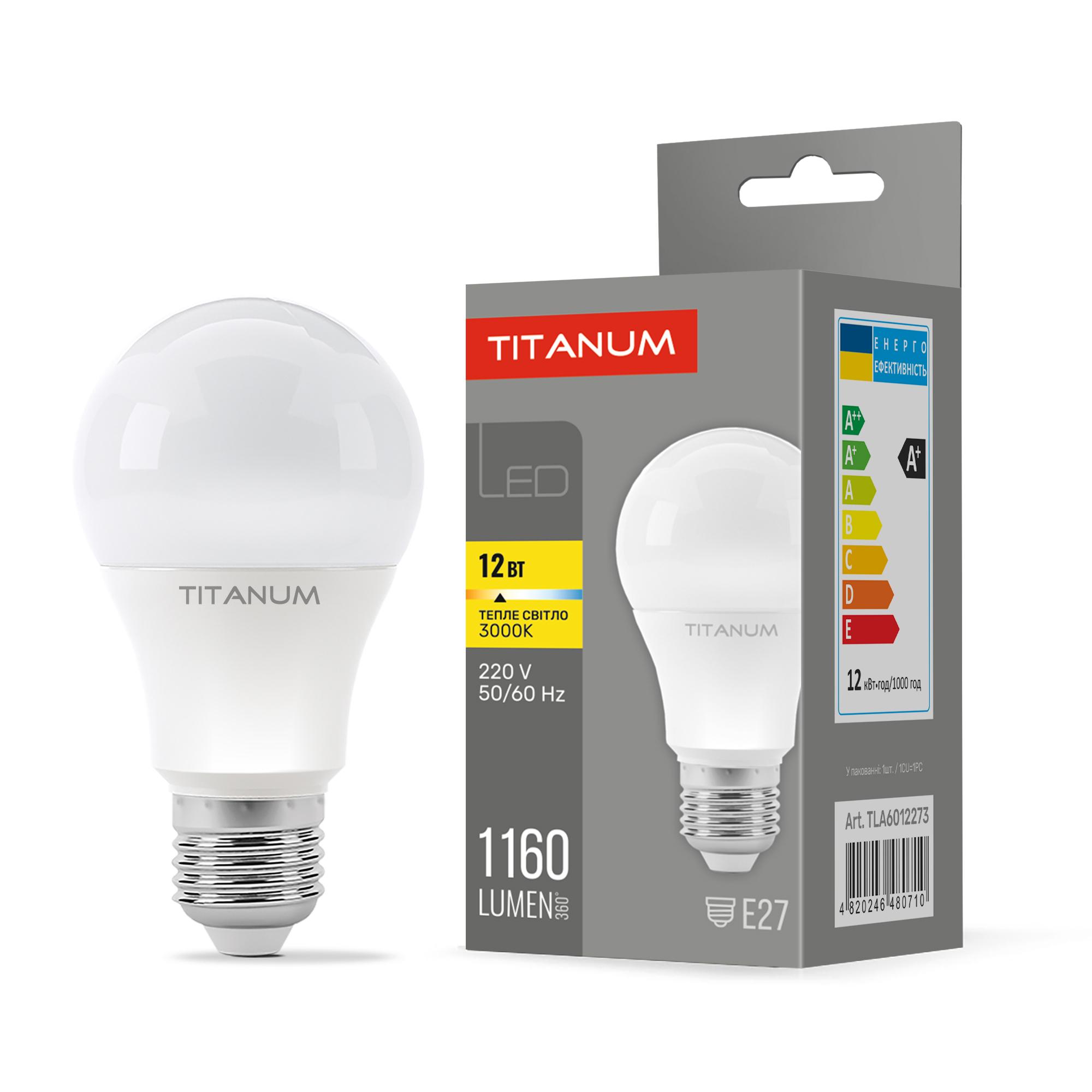 LED лампа TITANUM A60 12W E27 3000K — фото 1 з 3
