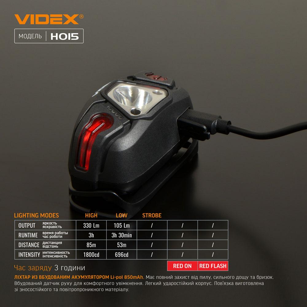 Налобний світлодіодний ліхтарик VIDEX VLF-H015 330Lm 5000K — фото 12 з 13