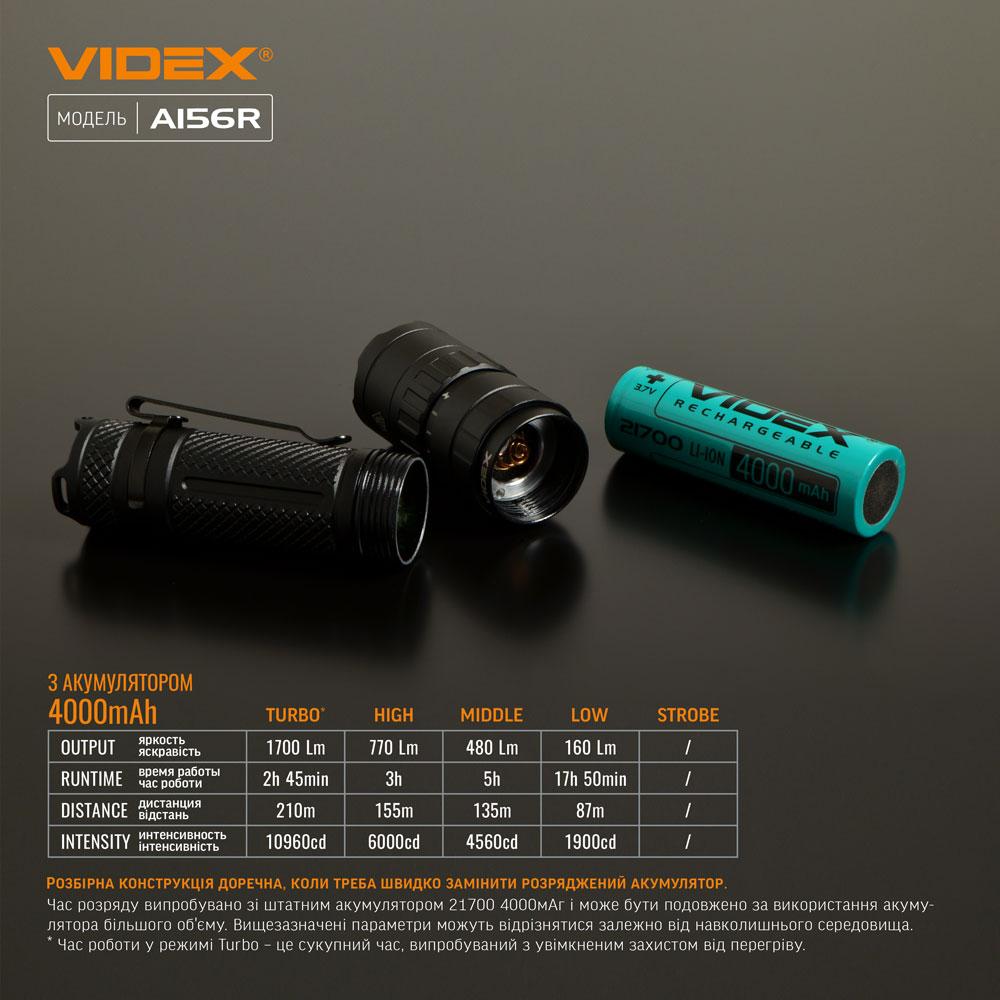 Портативний світлодіодний ліхтарик VIDEX VLF-A156R 1700Lm 6500K — фото 13 з 14
