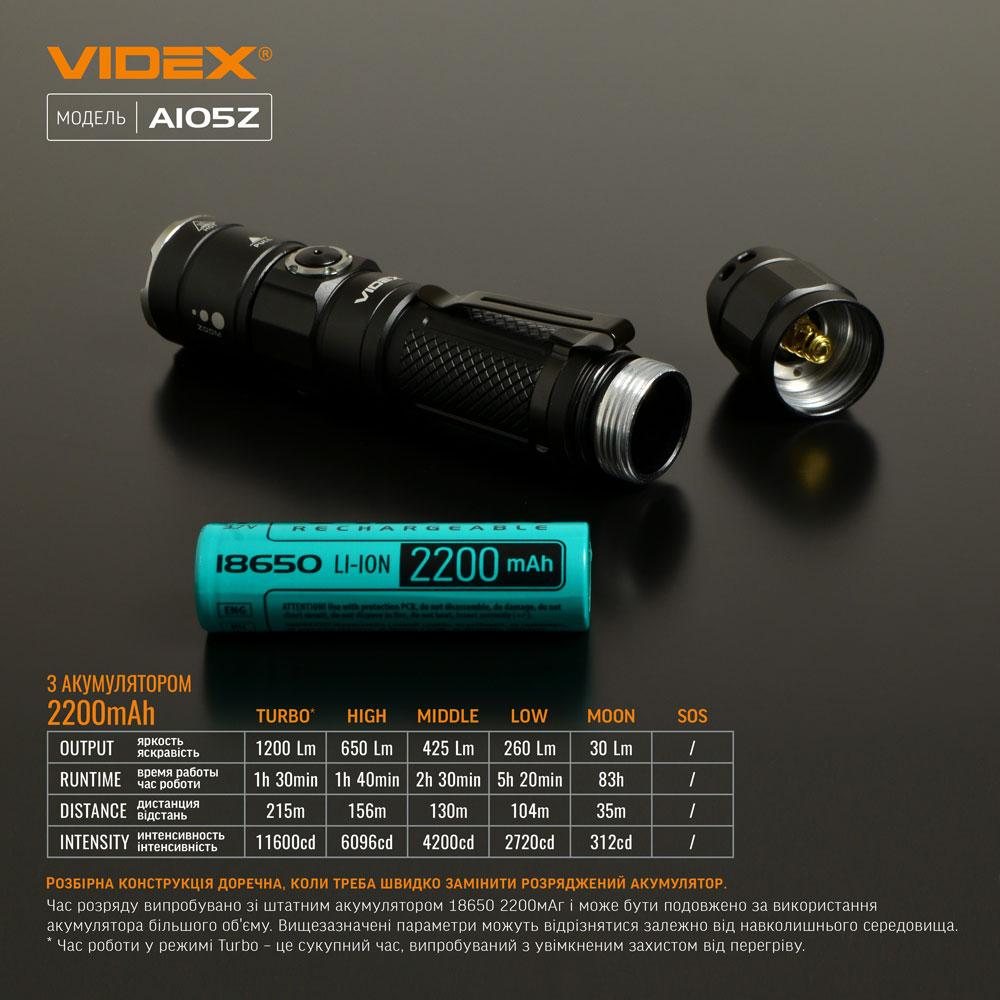 Портативний світлодіодний ліхтарик VIDEX VLF-A105Z 1200Lm 5000K — фото 15 з 16