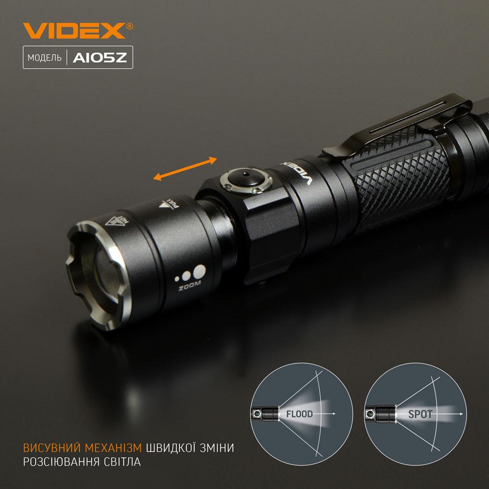 Портативний світлодіодний ліхтарик VIDEX VLF-A105Z 1200Lm 5000K — фото 5 з 16