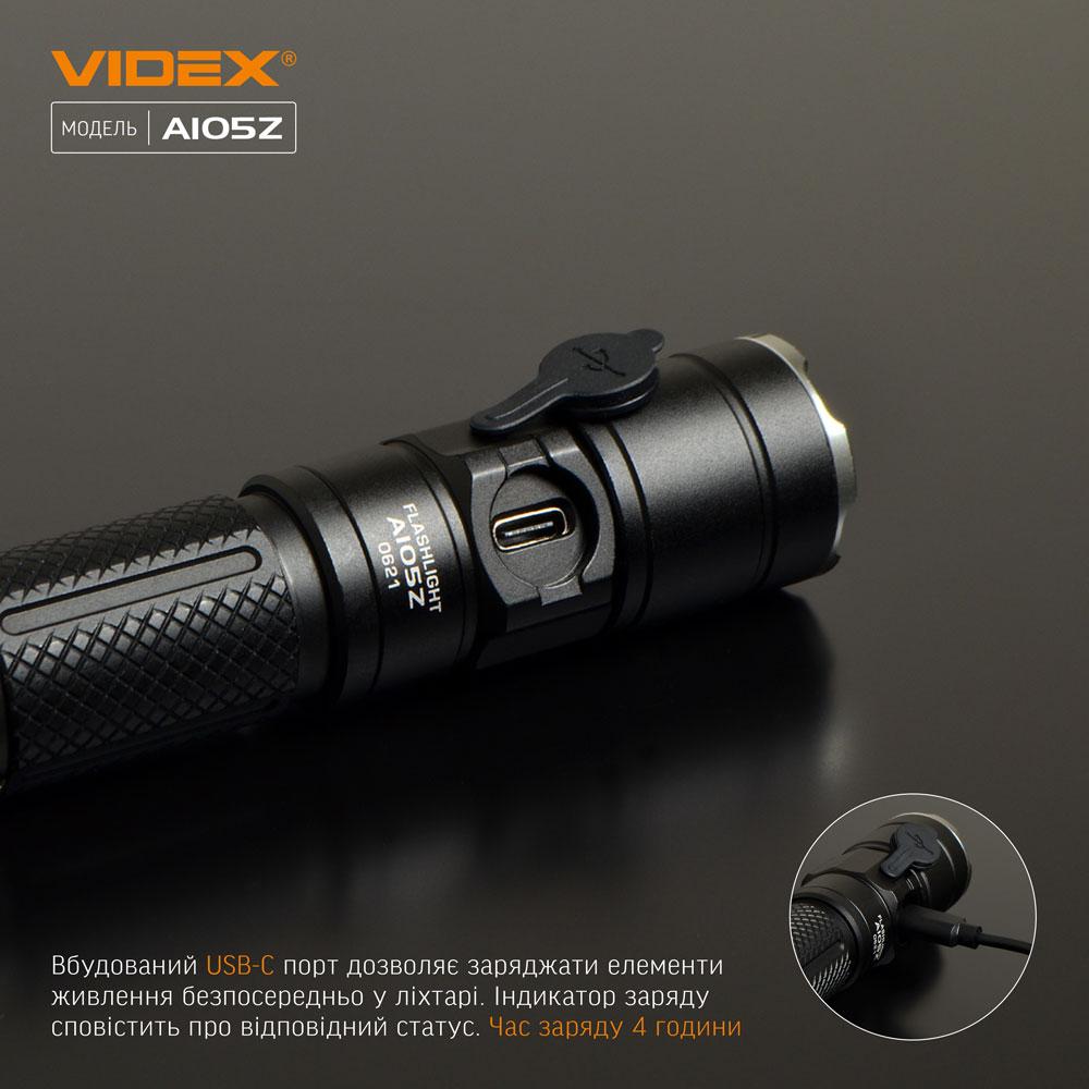 Портативний світлодіодний ліхтарик VIDEX VLF-A105Z 1200Lm 5000K — фото 13 з 16