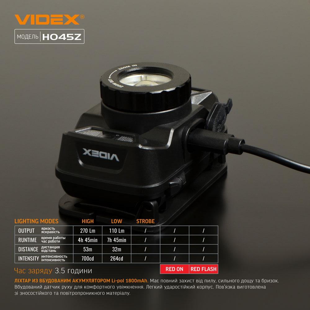 Налобний світлодіодний ліхтарик VIDEX VLF-H045Z 270Lm 5000K — фото 12 з 13