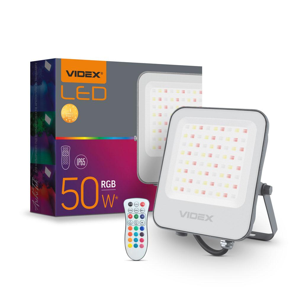 LED прожектор VIDEX 50W RGB 220V (VL-F3-50-RGB) — фото 1 з 6