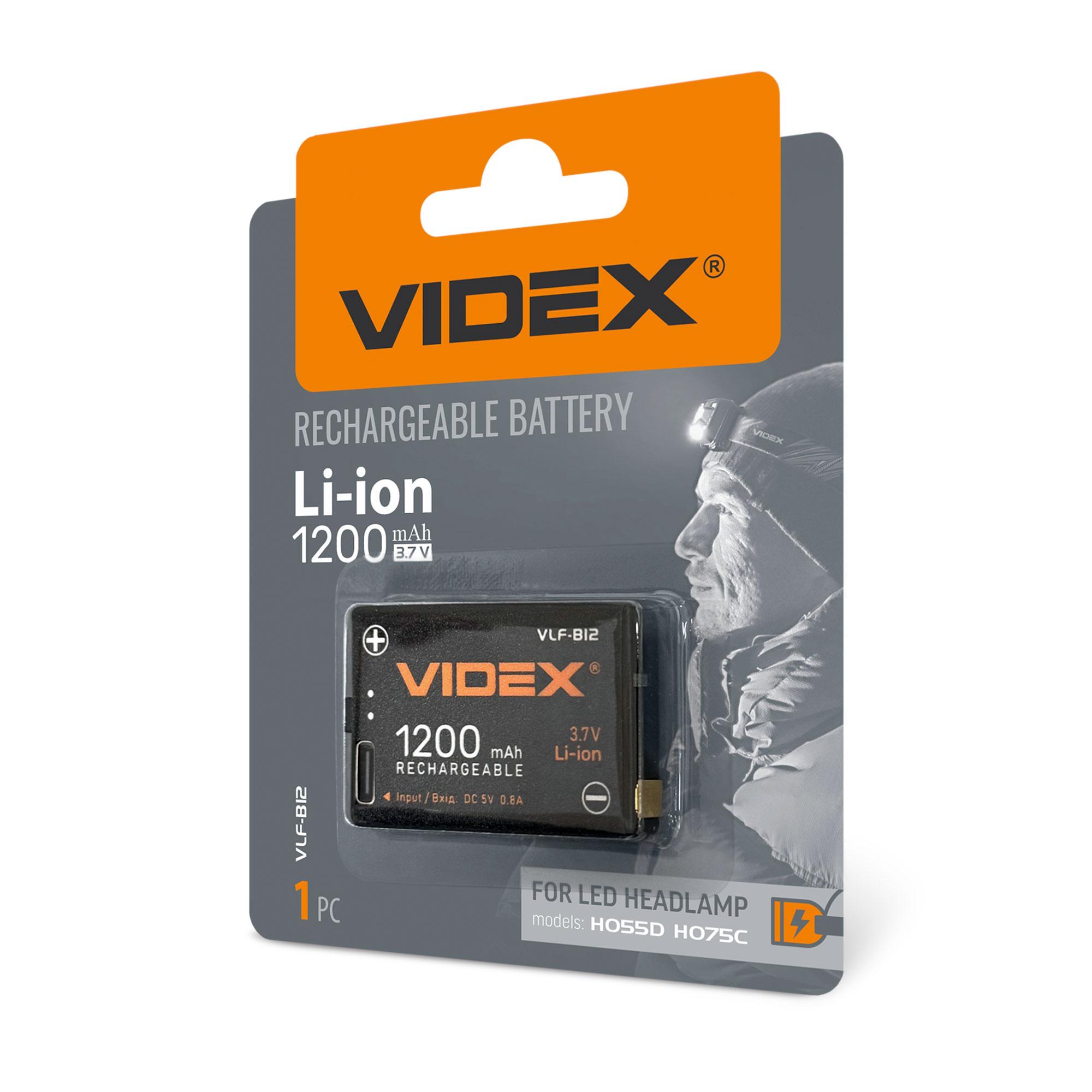 Акумулятор Videx Li-ion VLF-B12 (захист) 1200mAh 1шт BLISTER