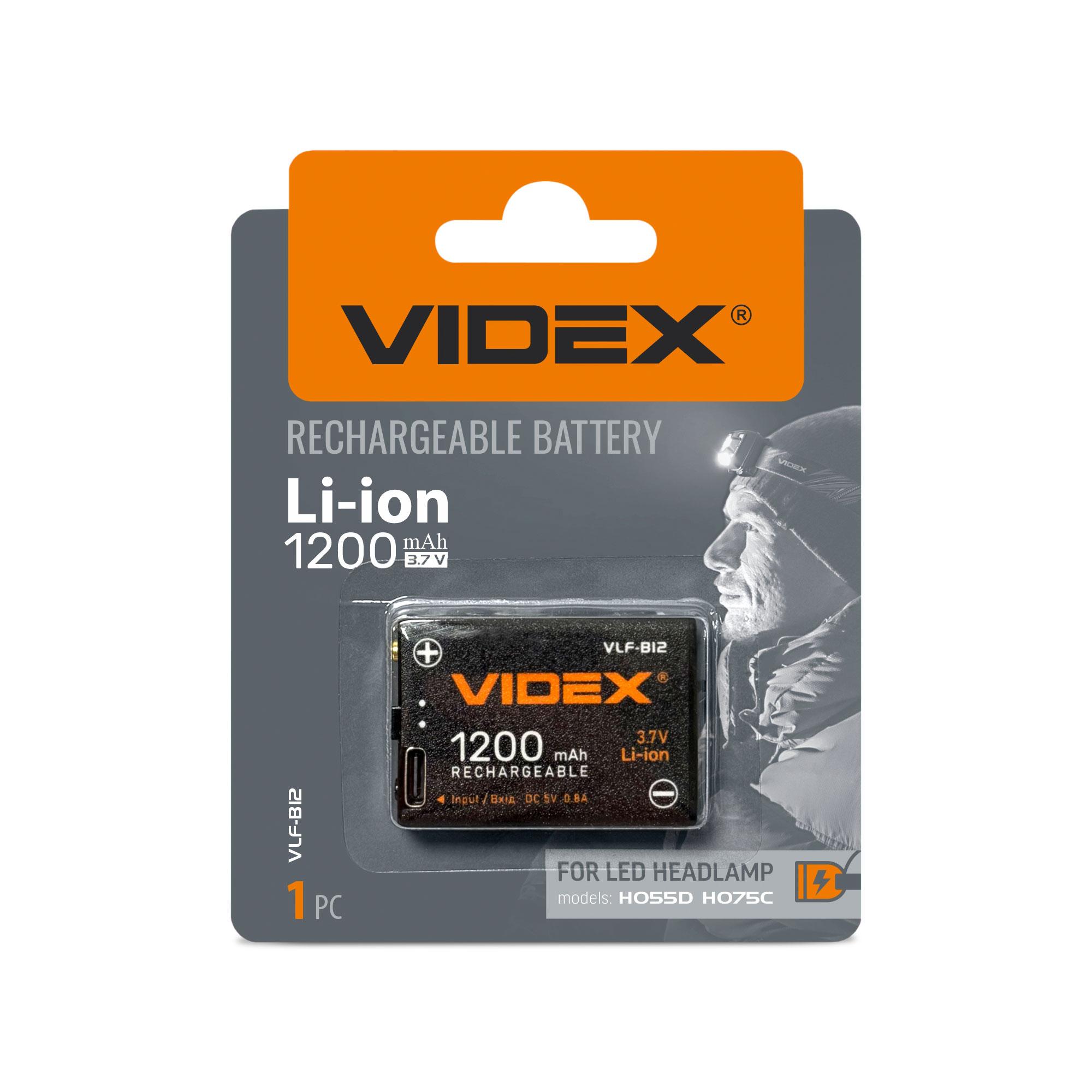 Акумулятор Videx Li-ion VLF-B12 (захист) 1200mAh 1шт BLISTER — фото 2 з 6