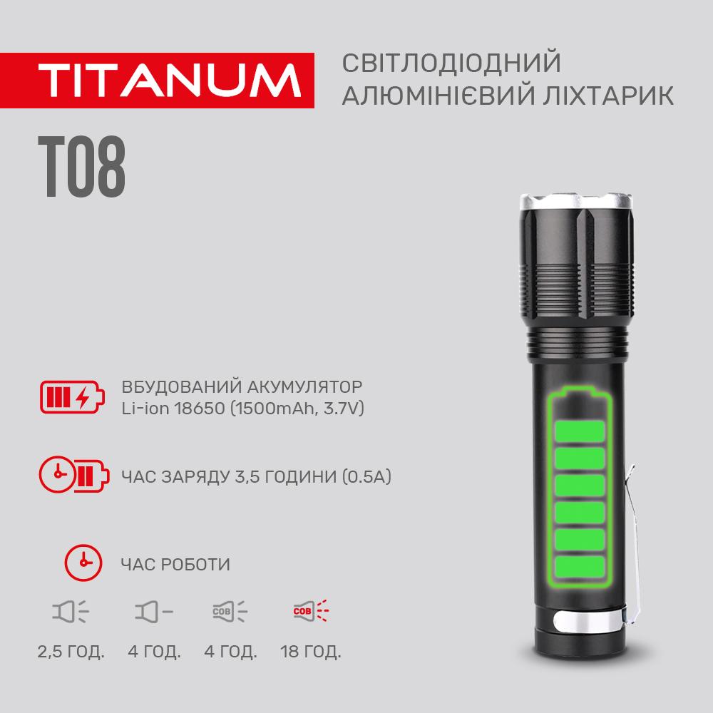 Портативний світлодіодний ліхтарик TITANUM TLF-T08 700Lm 6500K — фото 5 з 9