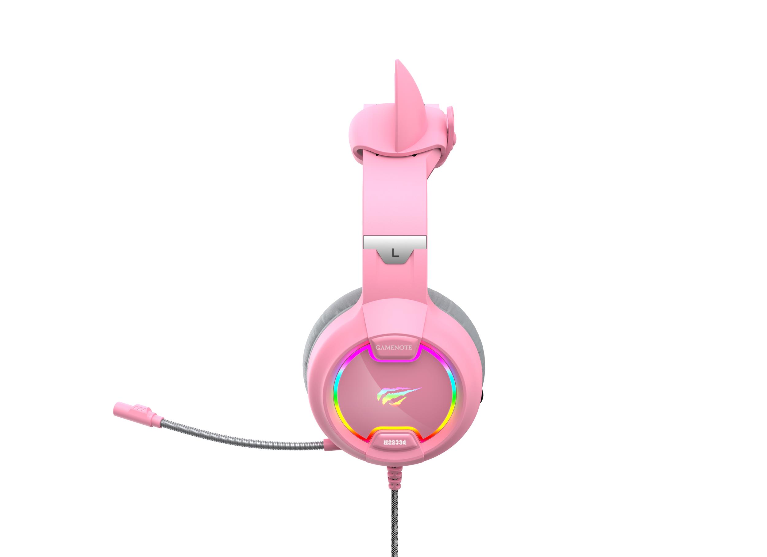 Ігрові навушники з мікрофоном HAVIT HV-H2233d Cat Pink — фото 4 з 5