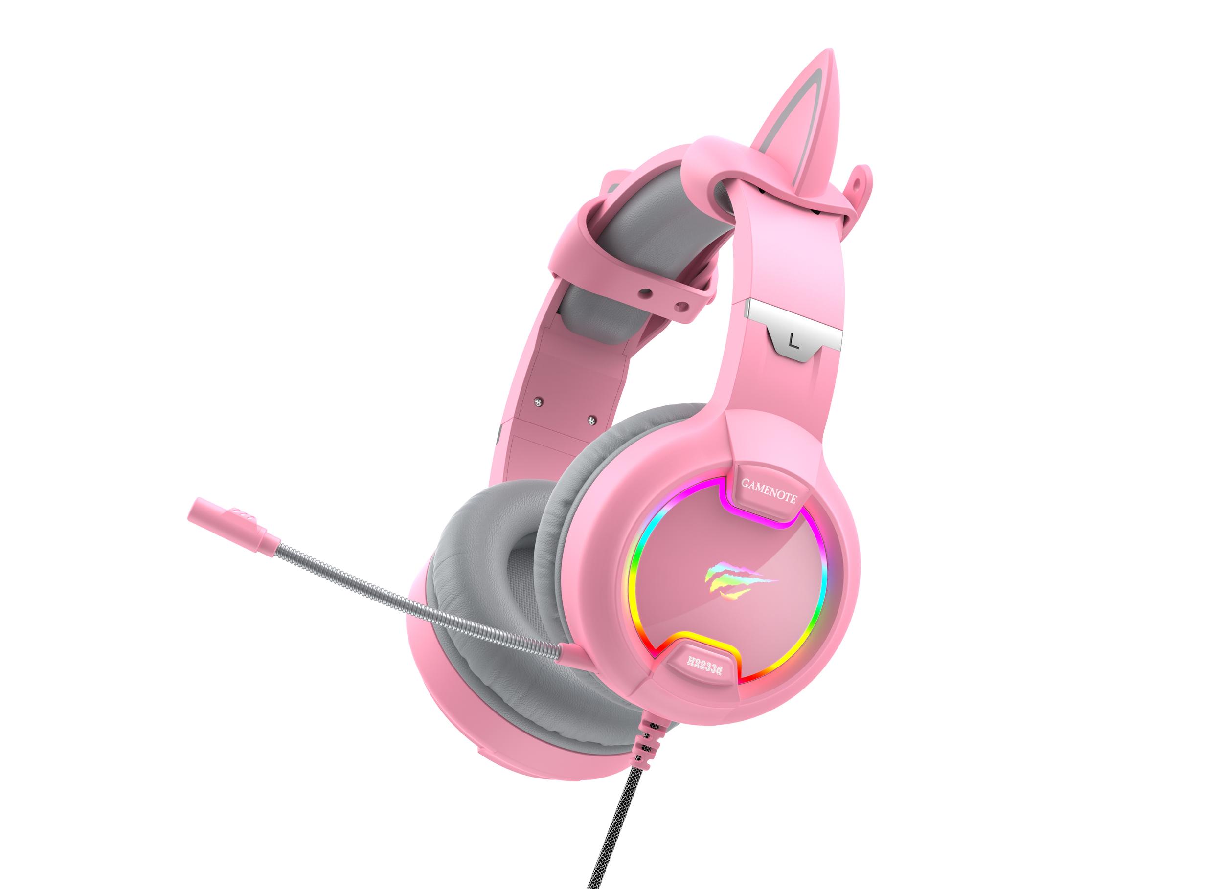 Ігрові навушники з мікрофоном HAVIT HV-H2233d Cat Pink — фото 5 з 5