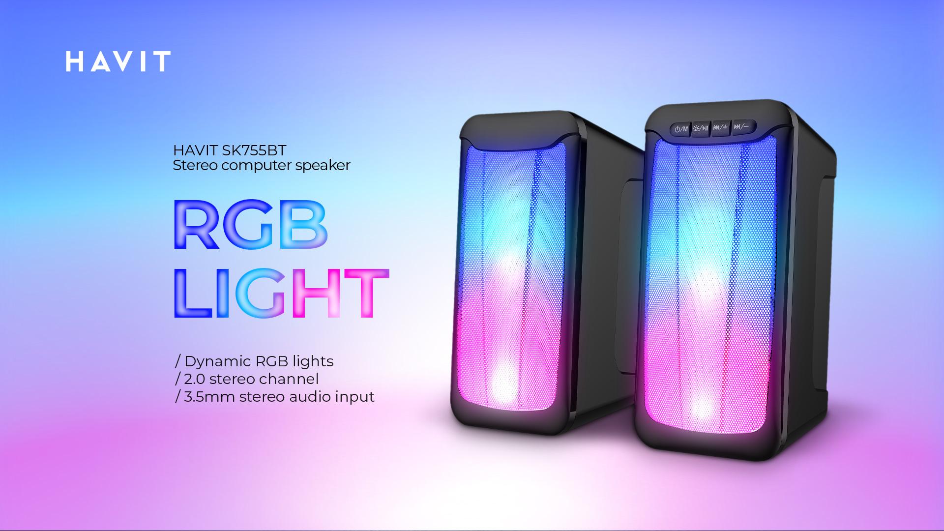 Акустична система 2.0 HAVIT HV-SK755BT USB 10W RGB Black — фото 10 з 11