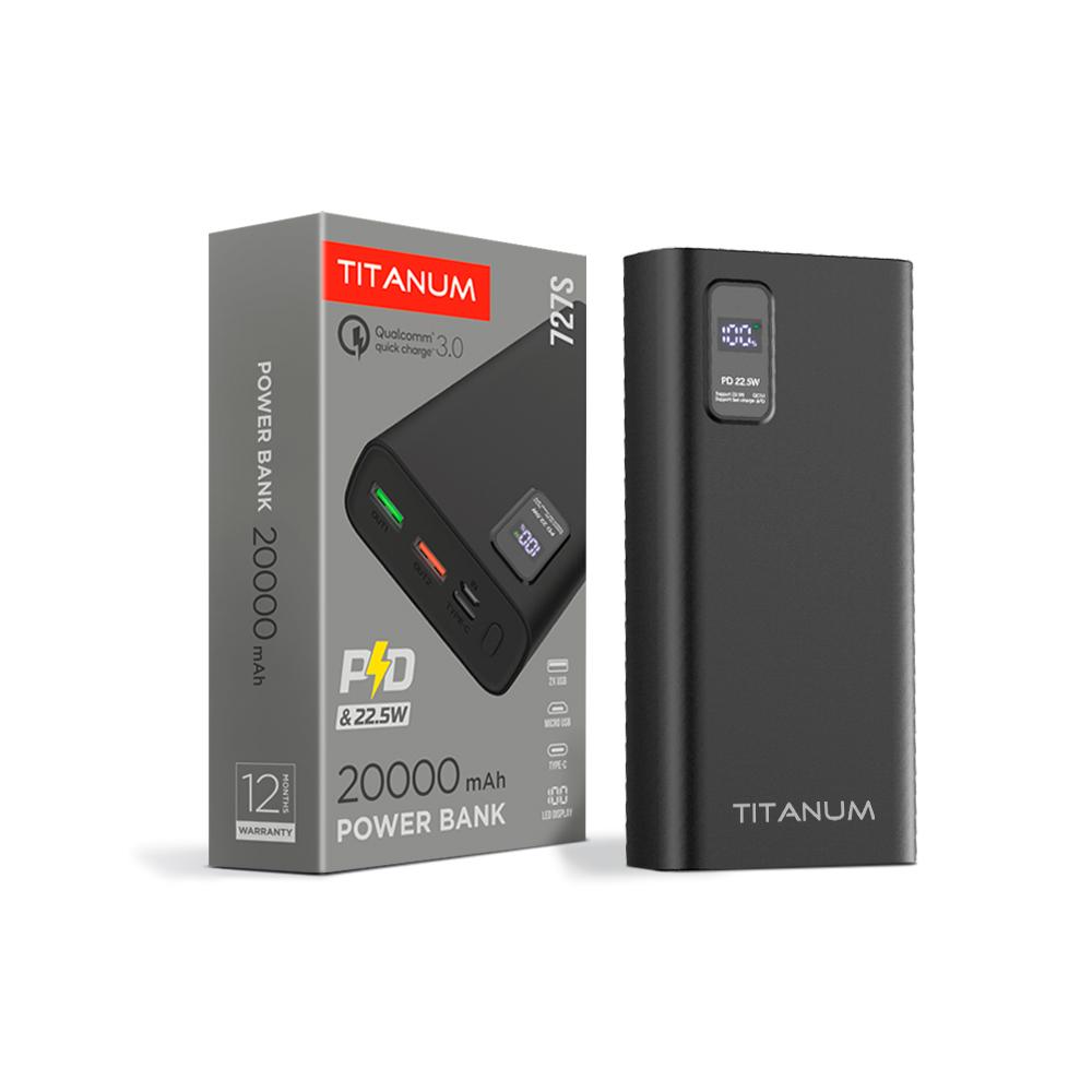 Повербанк TITANUM 727S 20000mAh 22.5W Black — фото 1 з 5