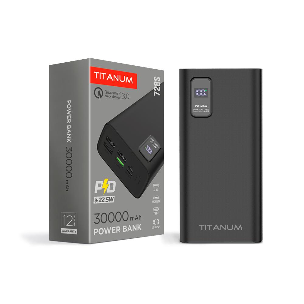Повербанк TITANUM 728S 30000mAh 22.5W Black — фото 1 з 5