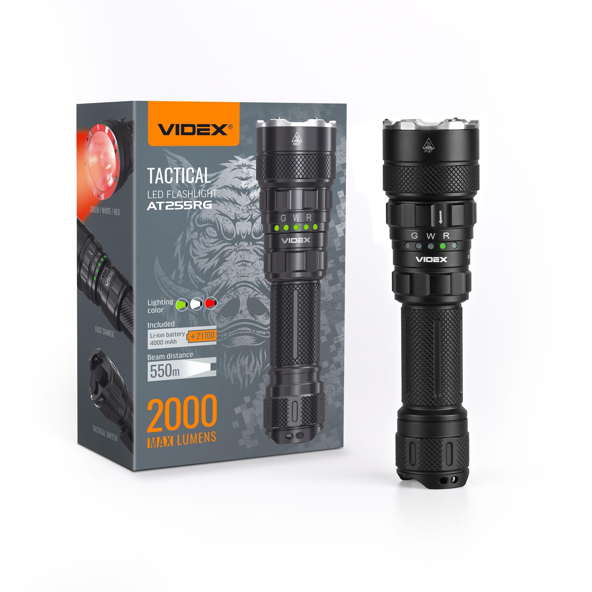 Тактичний світлодіодний ліхтарик VIDEX VLF-AT255RG 2000Lm 5000K — фото 1 з 24