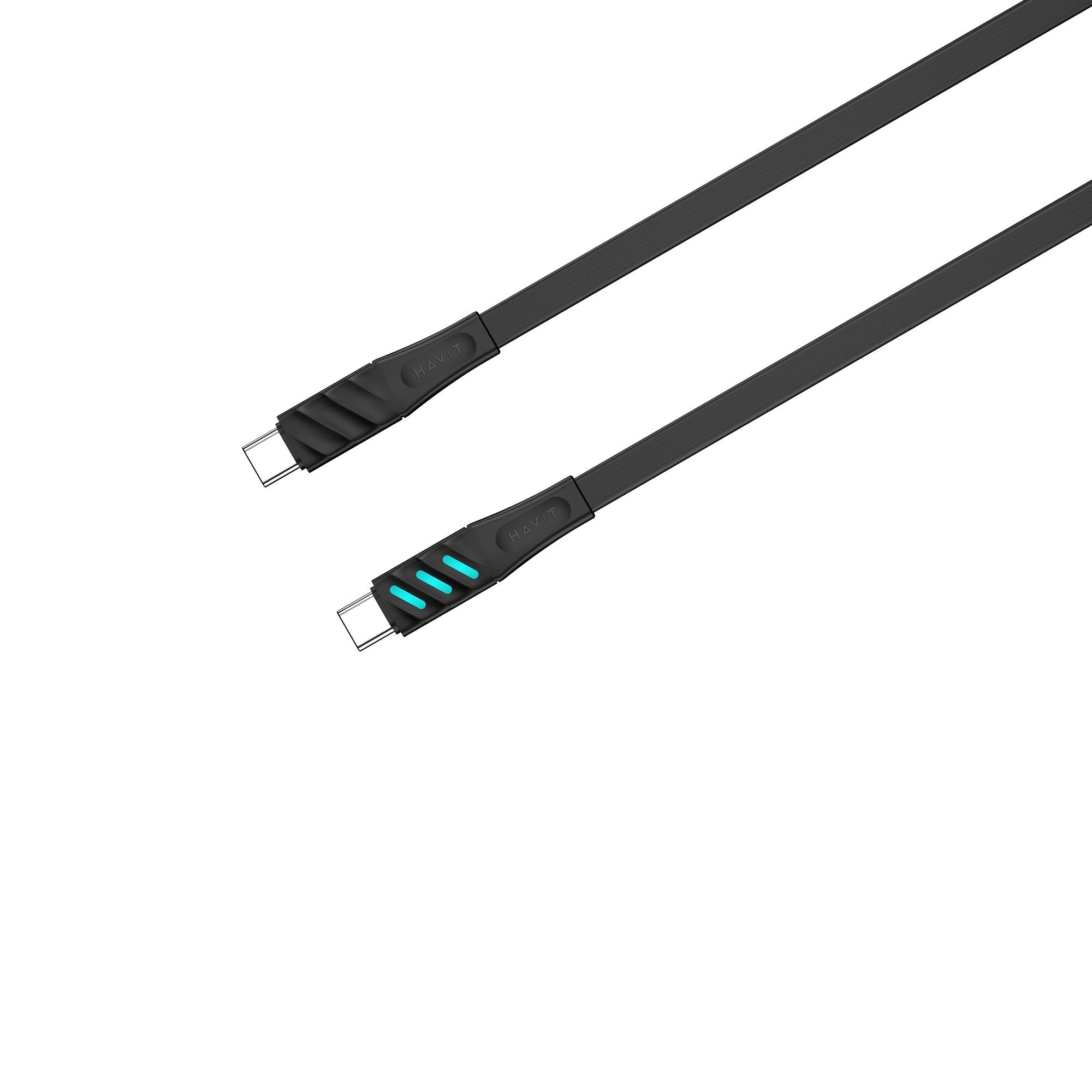Кабель USB-C to USB-C HAVIT HV-CB6254 PD60W 3A 1м з LED індикатором Black — photo 4 of 4