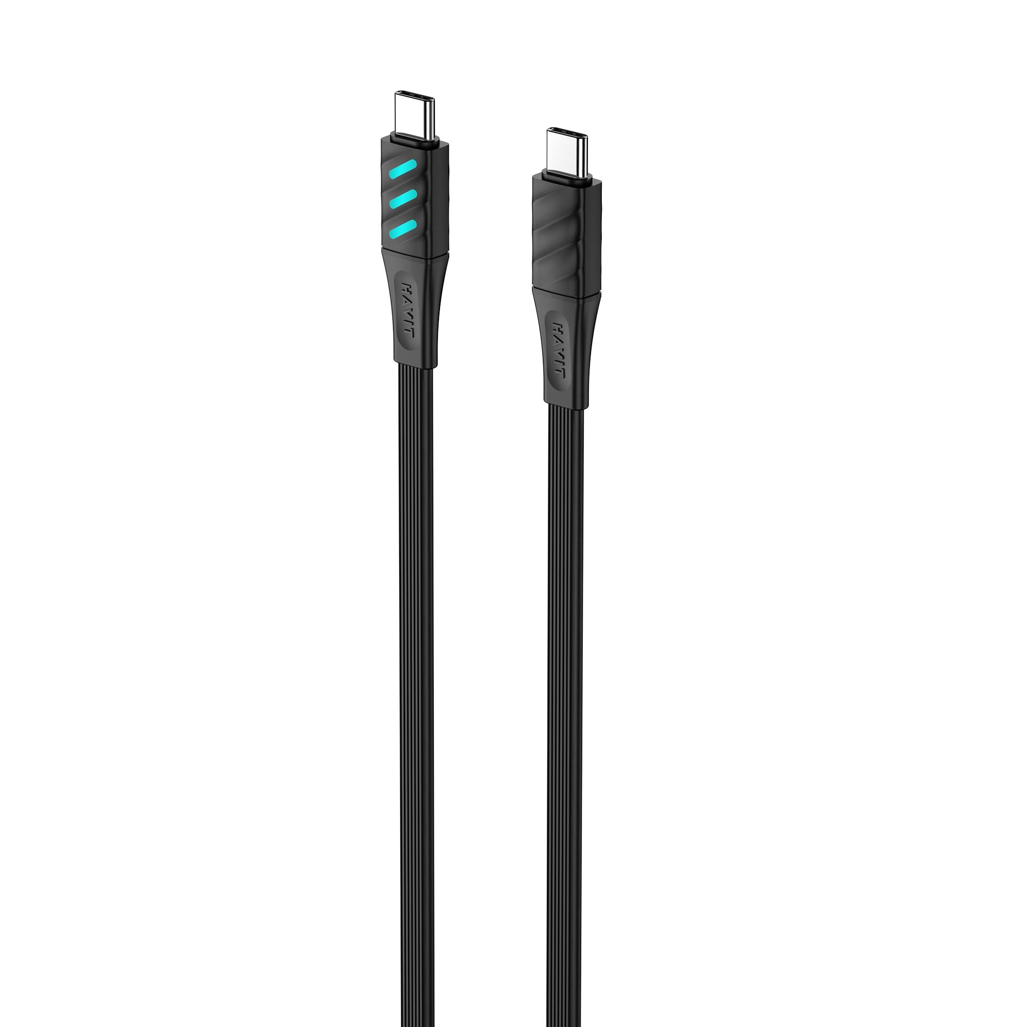 Кабель USB-C to USB-C HAVIT HV-CB6254 PD60W 3A 1м з LED індикатором Black