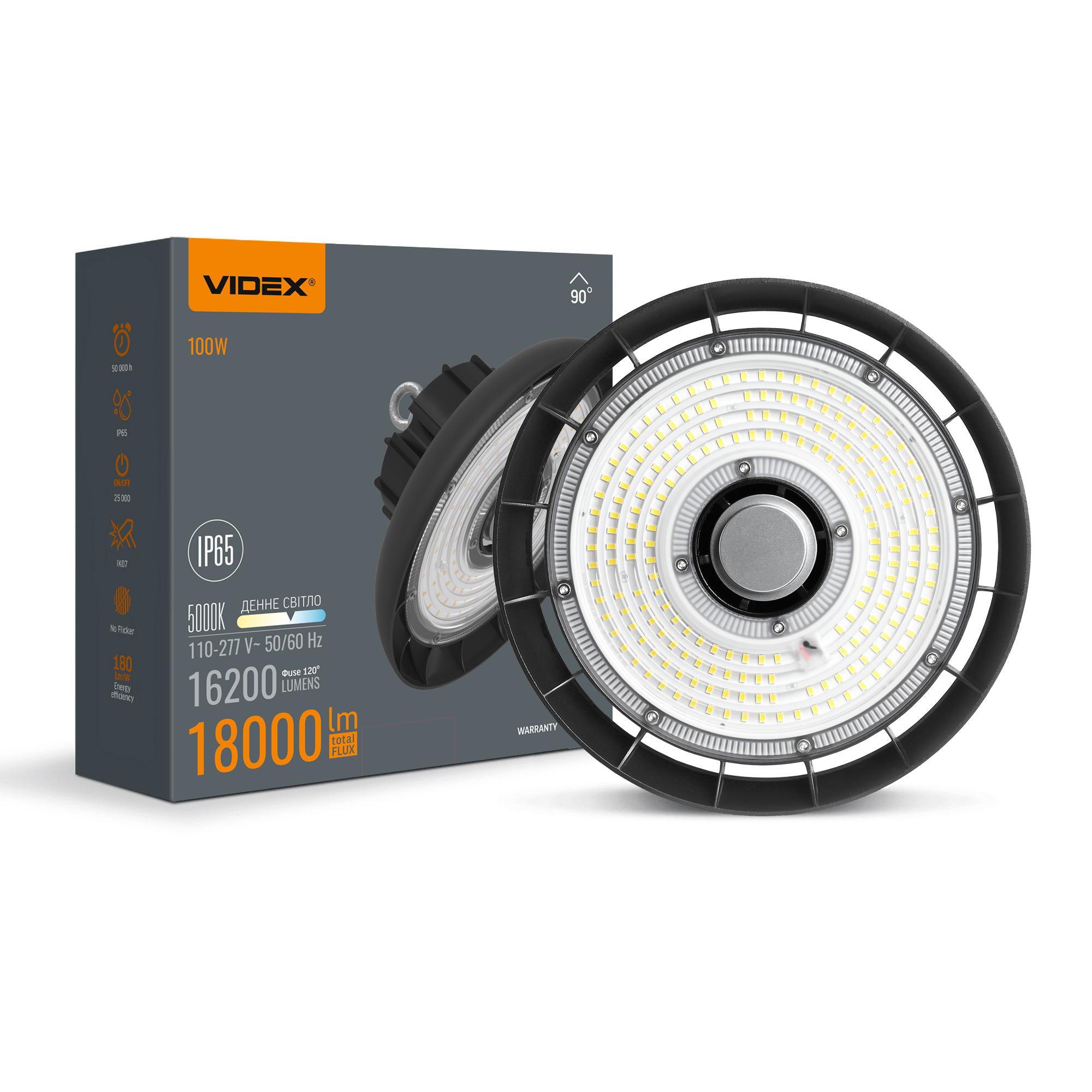 LED світильник висотний ХайБей VIDEX 100W 5000K 18000Lm Чорний