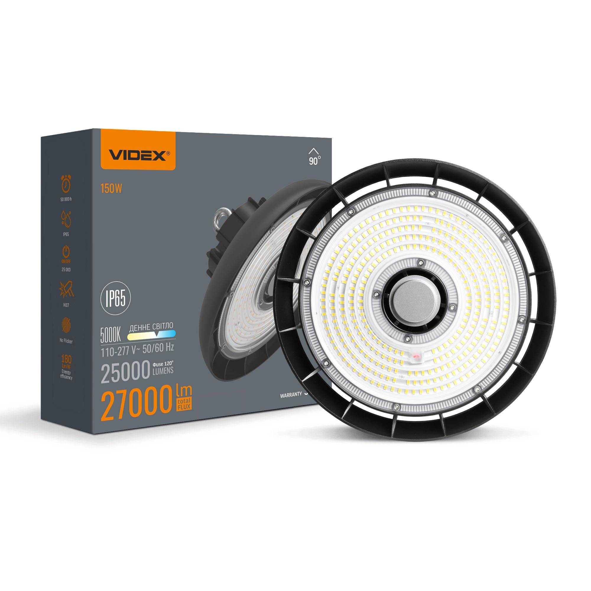 LED світильник висотний ХайБей VIDEX 150W 5000K 27000Lm Чорний