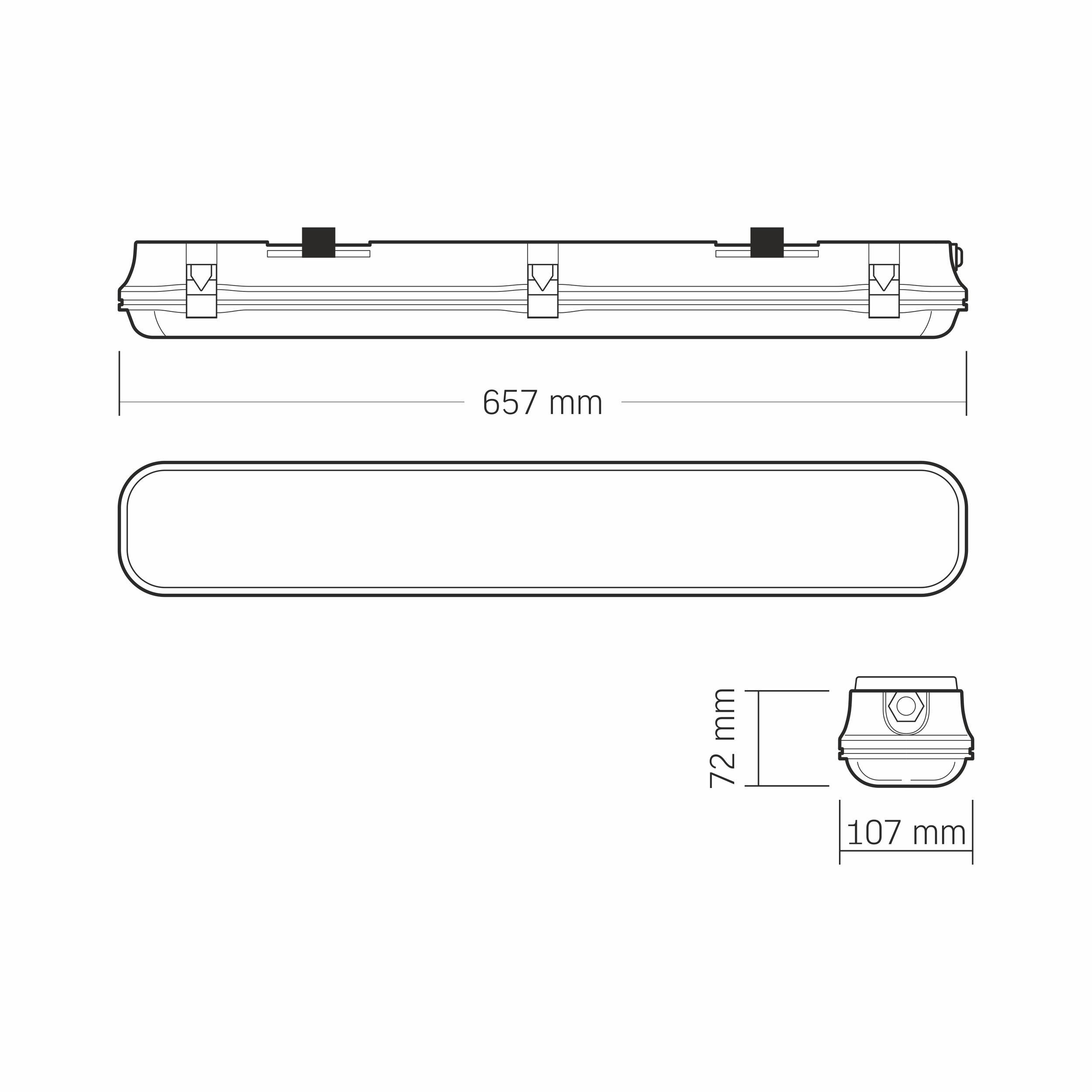 LED світильник IP65 лінійний під лампу 2хТ8 VIDEX 0,6М 220V — фото 13 з 13