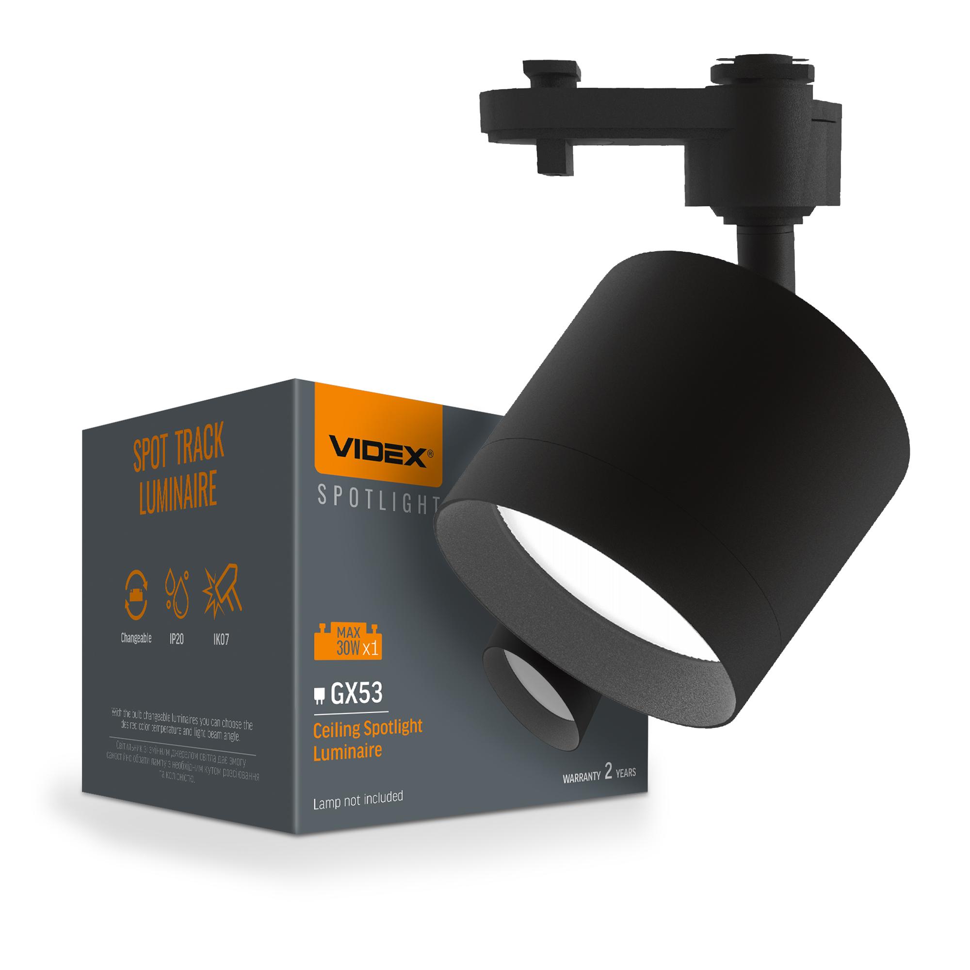 Світильник VIDEX під лампу GX53 трековий Чорний VL-SPF17C-B — фото 1 з 4