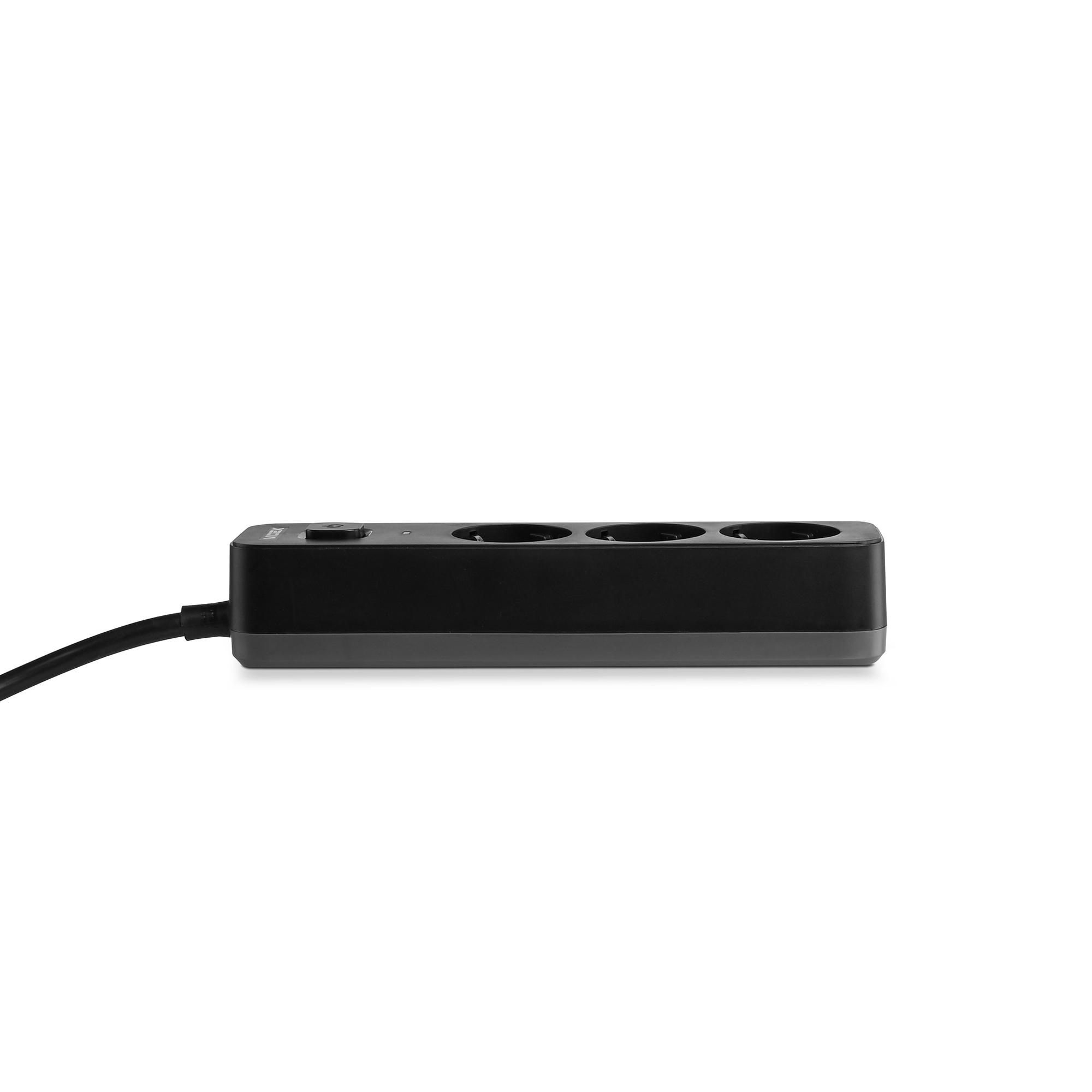 Мережевий подовжувач VIDEX ONCORD з/з 3п 3м (3x1.5мм) з кнопкою Black — фото 5 з 11