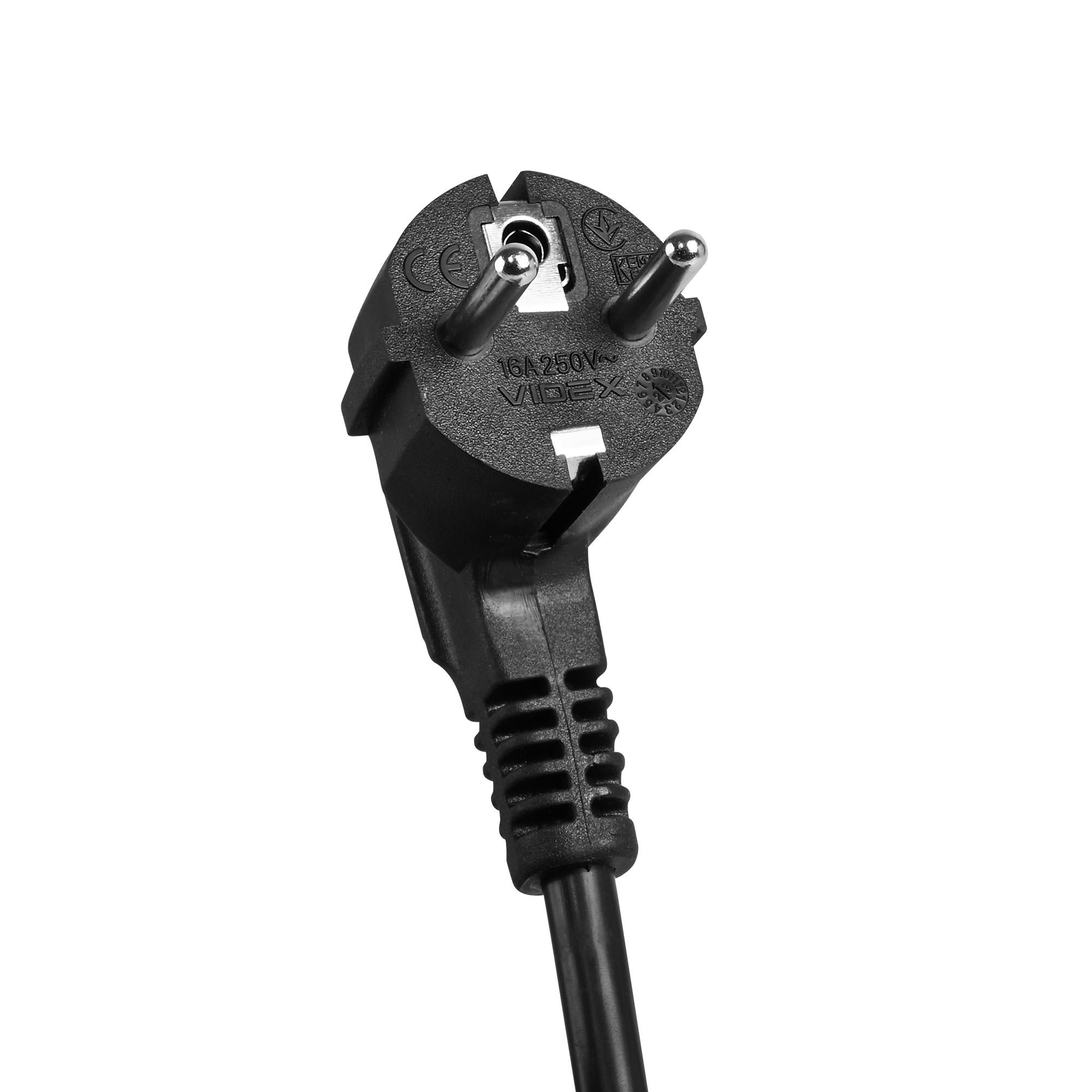 Мережевий подовжувач VIDEX ONCORD з/з 3п 3м (3x1.5мм) з кнопкою Black — фото 7 з 11