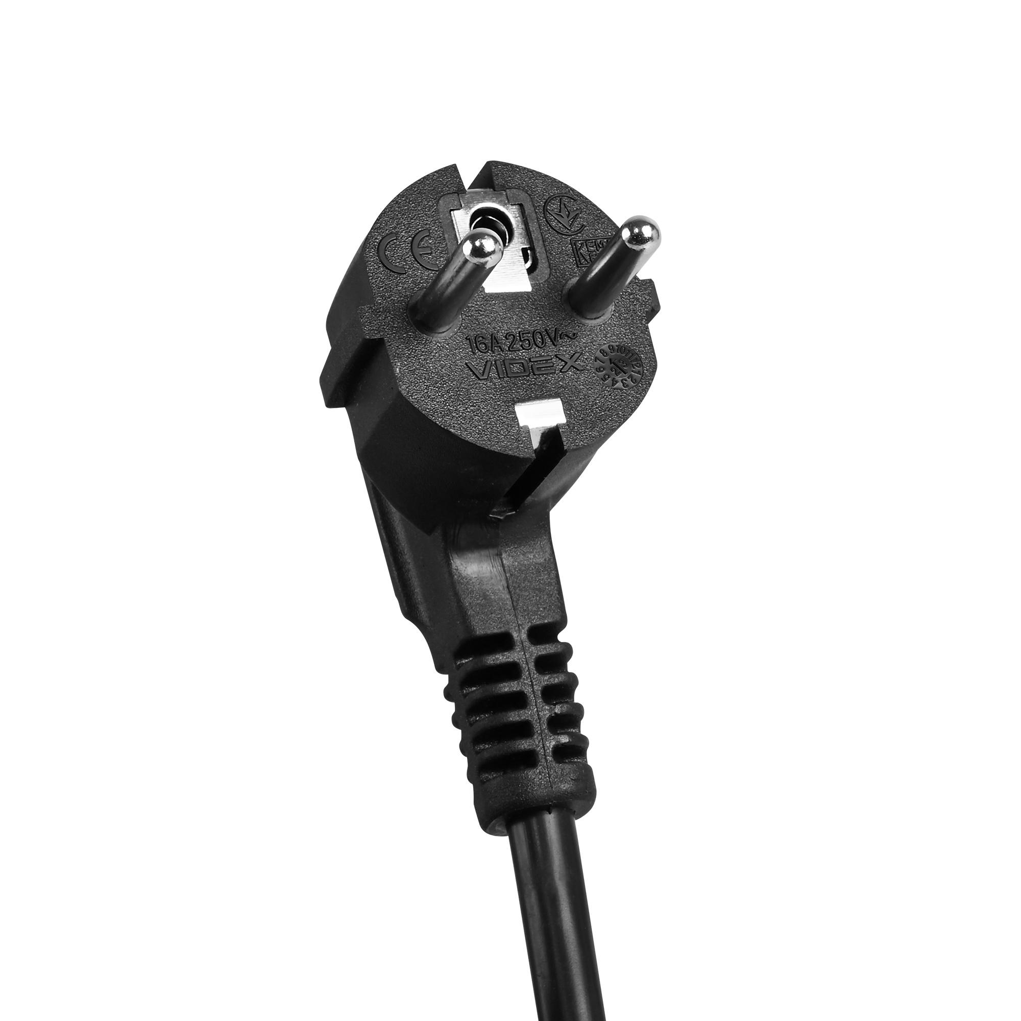 Мережевий подовжувач VIDEX ONCORD з/з 4п 3м (3x1.5мм) з кнопкою Black — фото 7 з 11