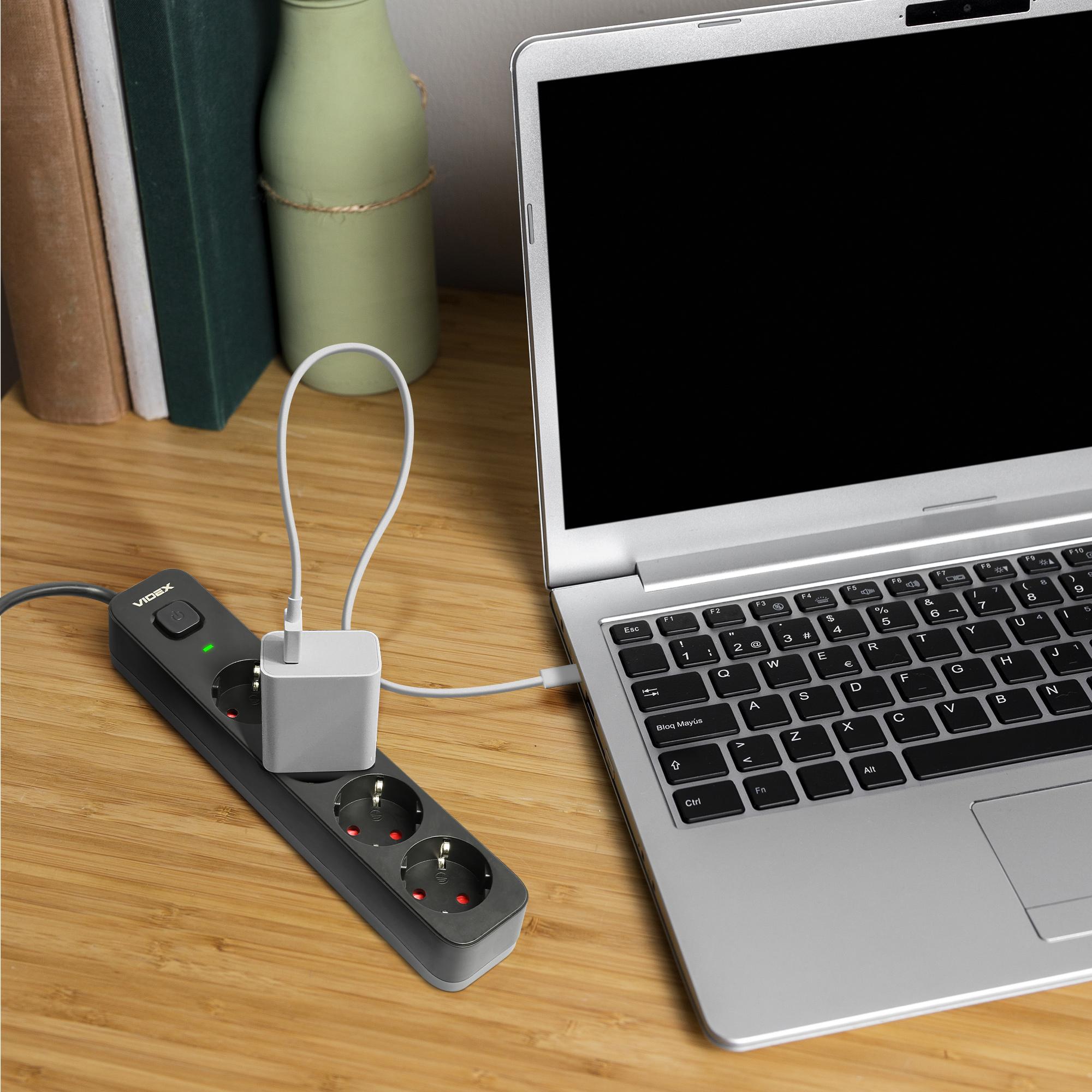 Мережевий подовжувач VIDEX ONCORD з/з 4п 3м (3x1.5мм) з кнопкою Black — фото 10 з 11