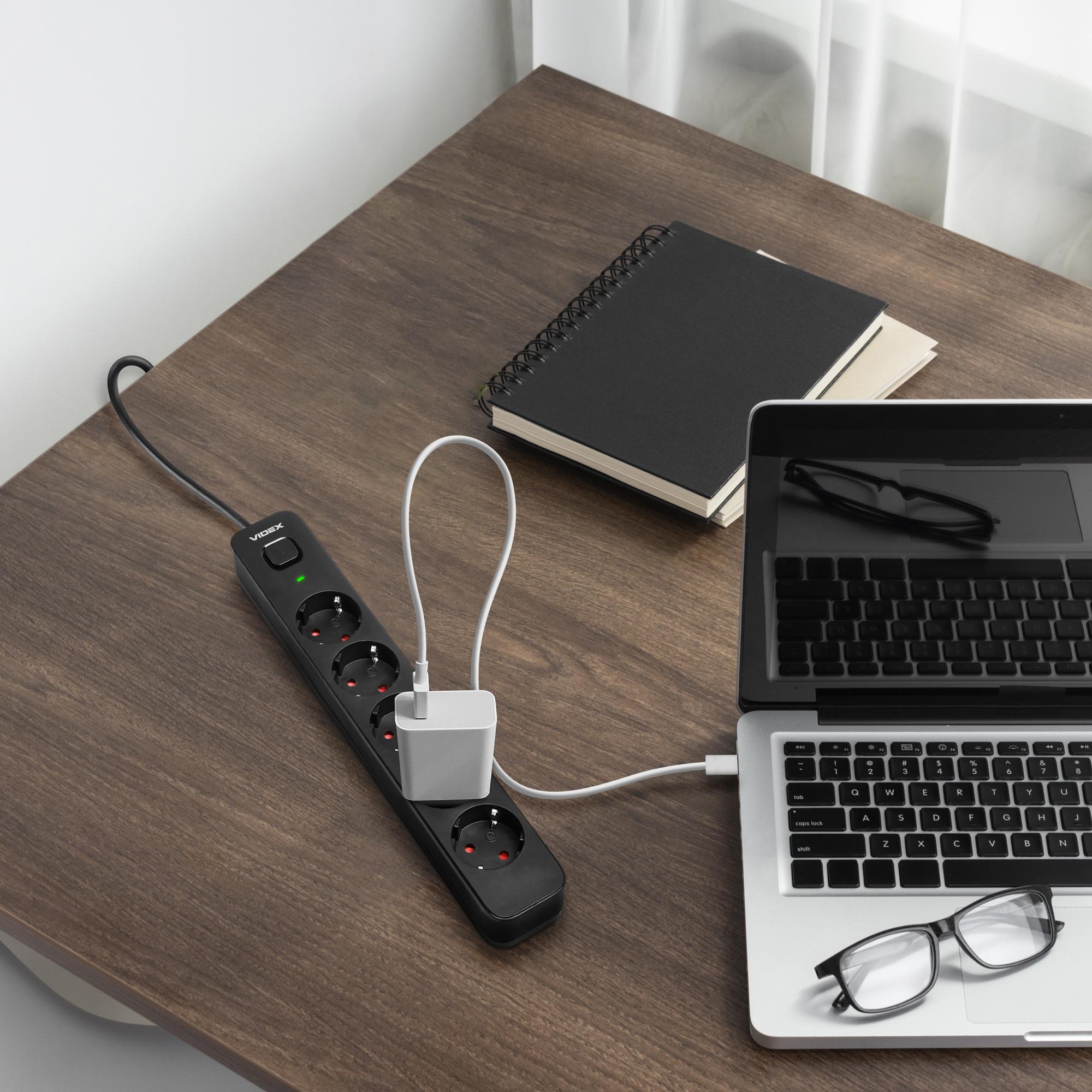 Мережевий подовжувач VIDEX ONCORD з/з 5п 3м (3x1.5мм) з кнопкою Black — фото 10 з 11