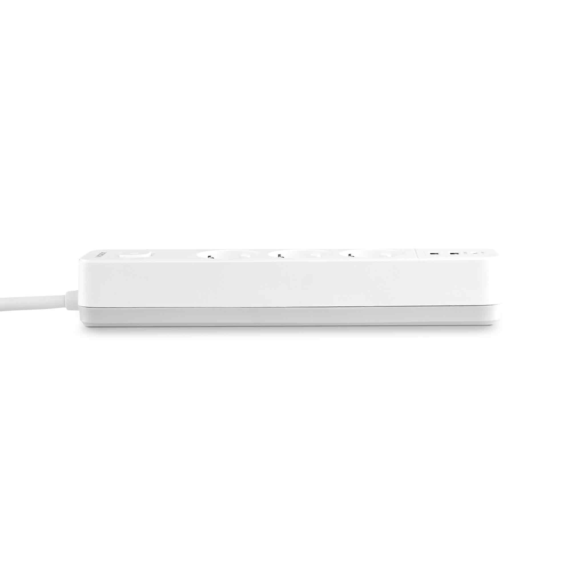 Мережевий подовжувач VIDEX ONCORD з/з 3п 3м (3x1.5мм) 2.4А 2USB+USB-C з кнопкою White — фото 6 з 12