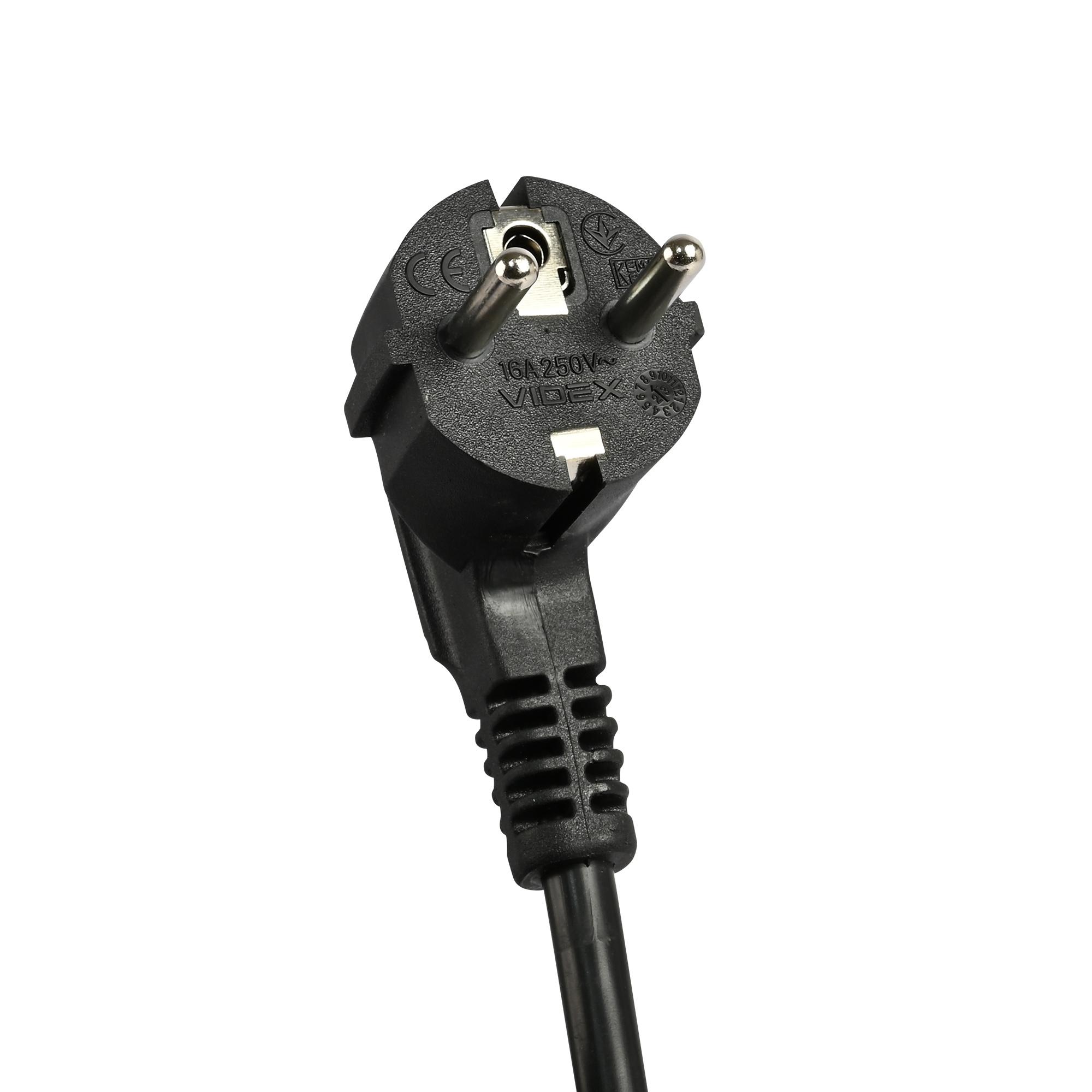 Мережевий подовжувач VIDEX ONCORD з/з 3п 3м (3x1.5мм) 2.4А 2USB+USB-C з кнопкою Black — фото 8 з 12