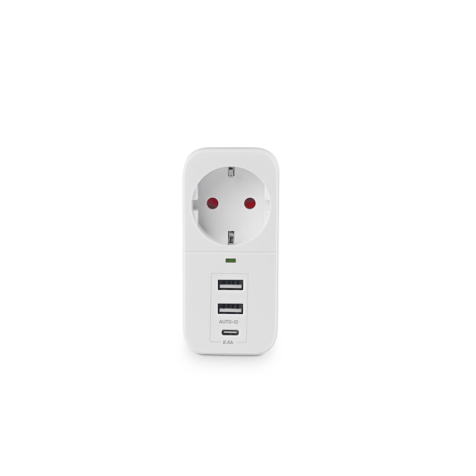 Мережевий адаптер VIDEX ONCORD з/з 1п 2.4A 2USB+USB-C White — фото 5 з 8