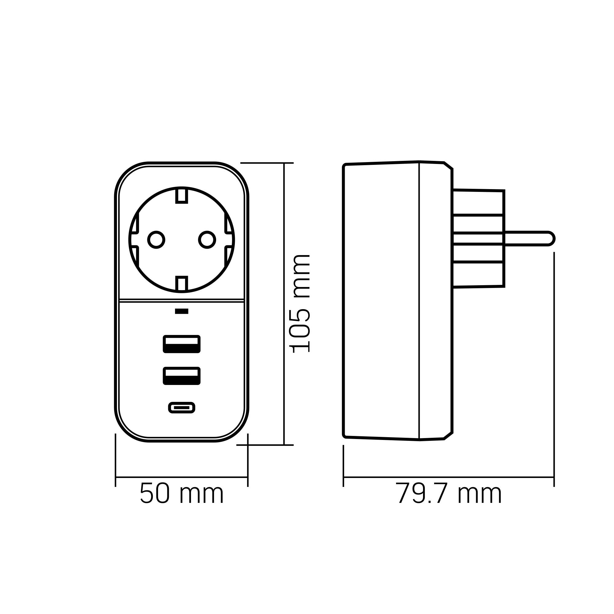 Мережевий адаптер VIDEX ONCORD з/з 1п 2.4A 2USB+USB-C White — фото 8 з 8