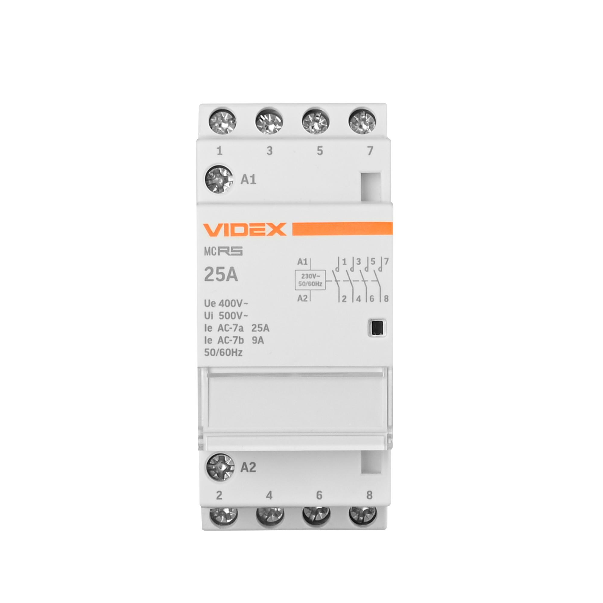 Модульний контактор 4п 25А 4НВ VF-RS-MC4O-25 VIDEX RESIST — фото 2 з 5