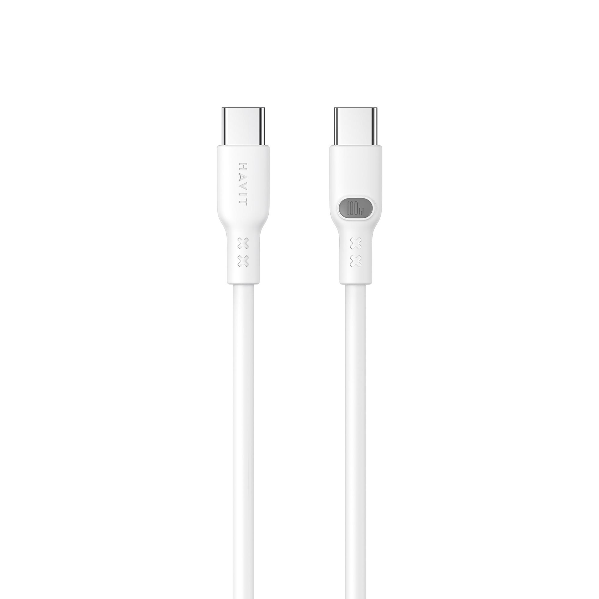 Кабель USB-C to USB-C HAVIT HV-CB6280 PD100W 5A 1м White (силіконовий) — фото 1 з 1